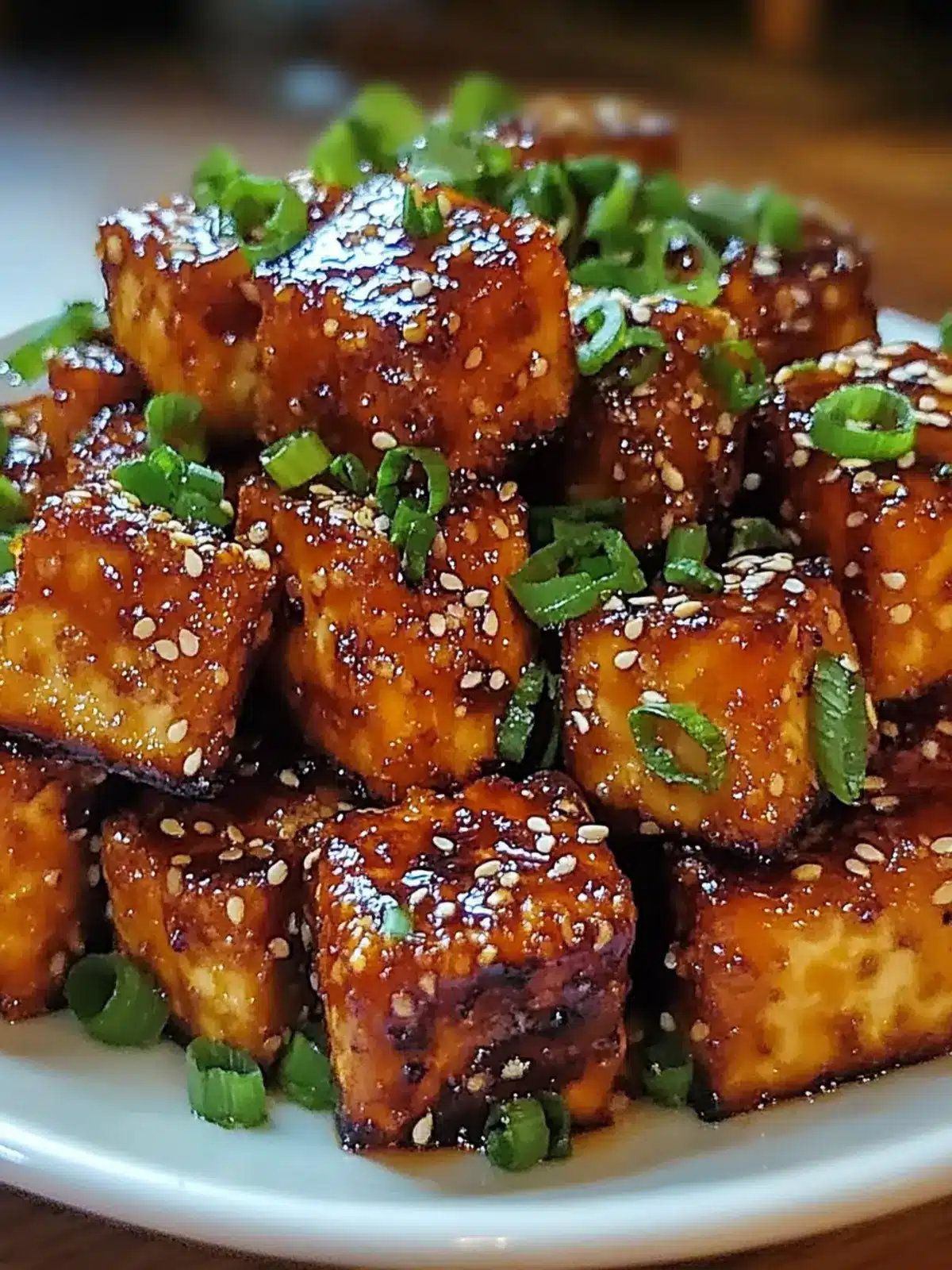 Crispy honey garlic tofu