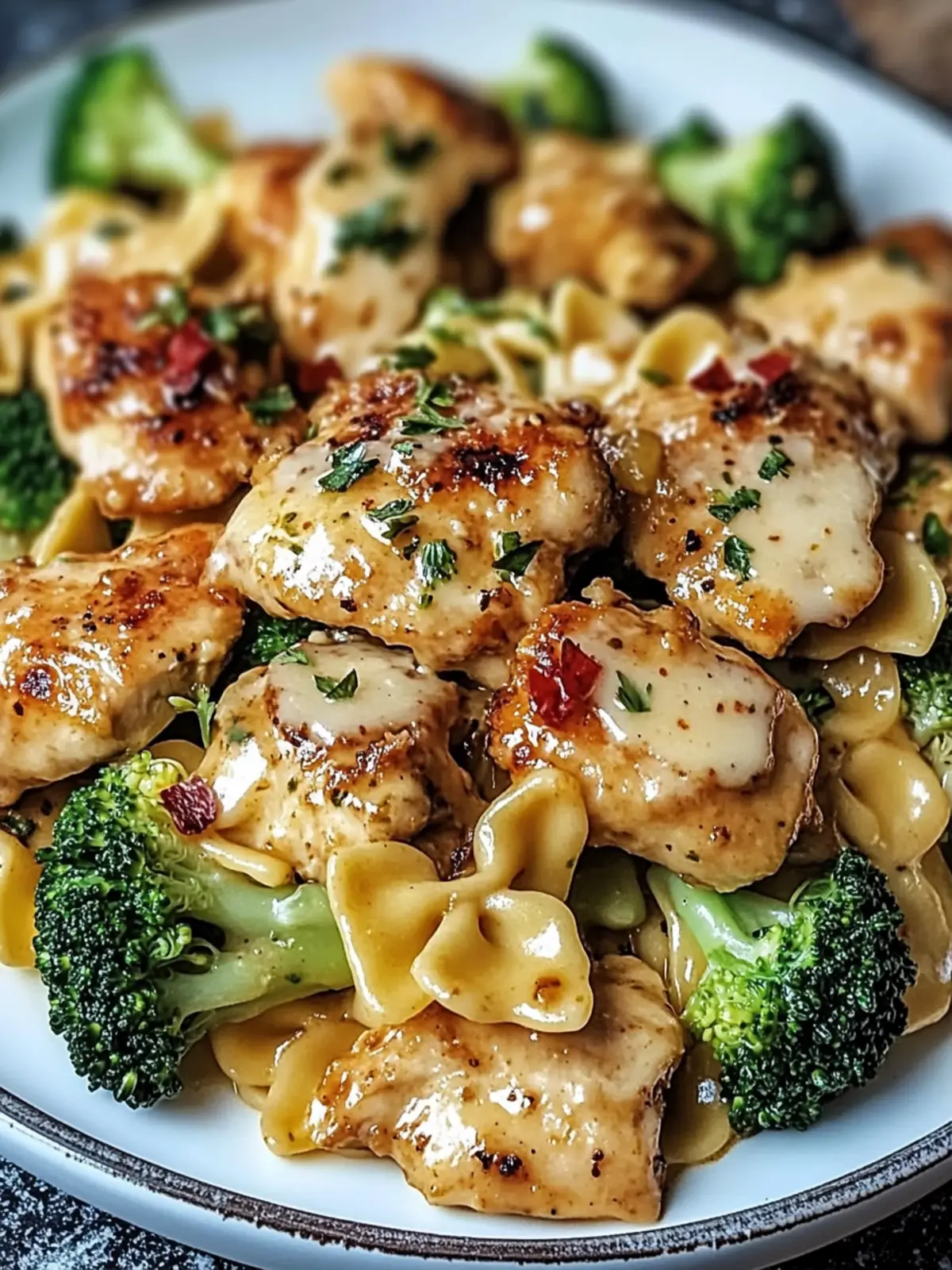 Cowboy Butter Lemon Bowtie Chicken with Broccoli
