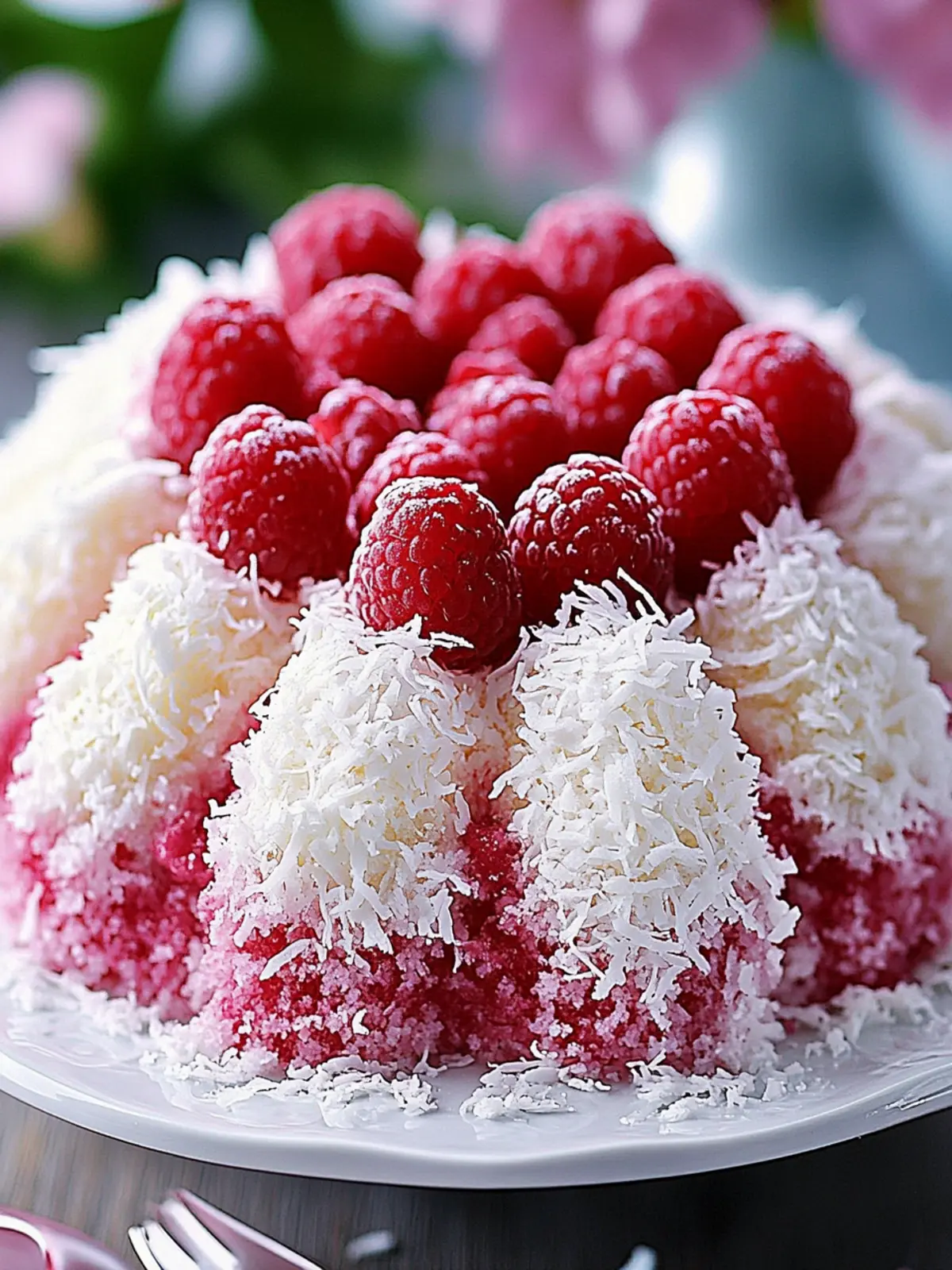 Delightful Raspberry Coconut Snowball Cake for Spring Celebrations 5 Raspberry Coconut Snowball Cake