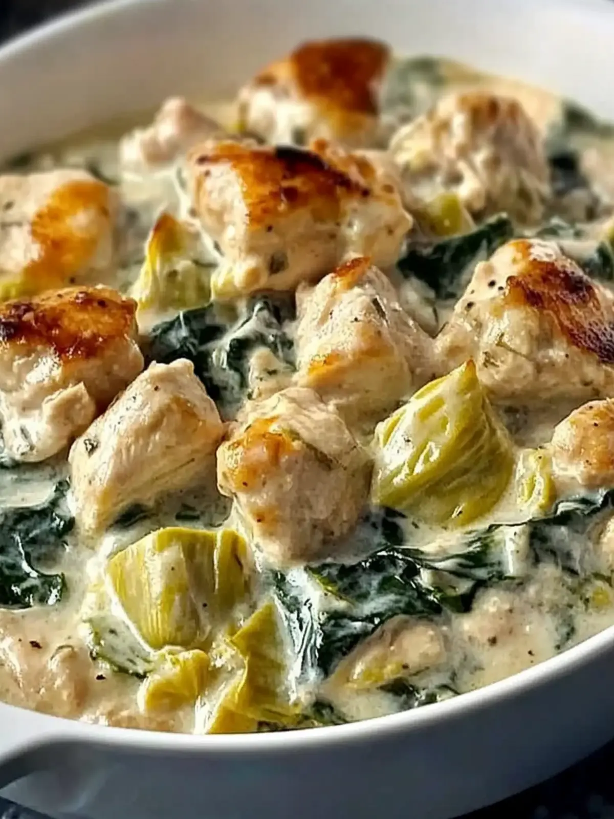 High-Protein Spinach and Artichoke Chicken Casserole