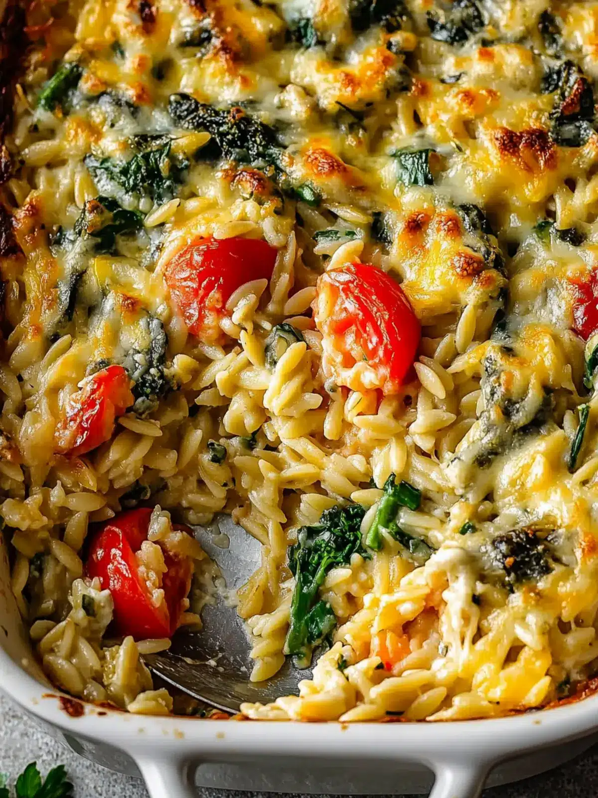 Cheesy Baked Orzo with Vegetables