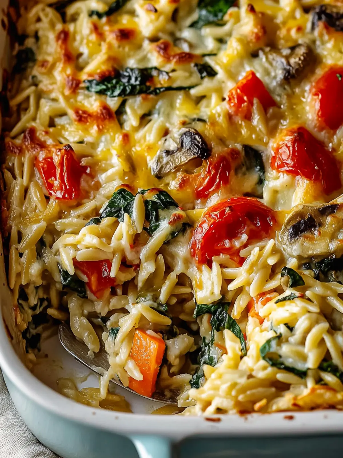Cheesy Baked Orzo with Vegetables
