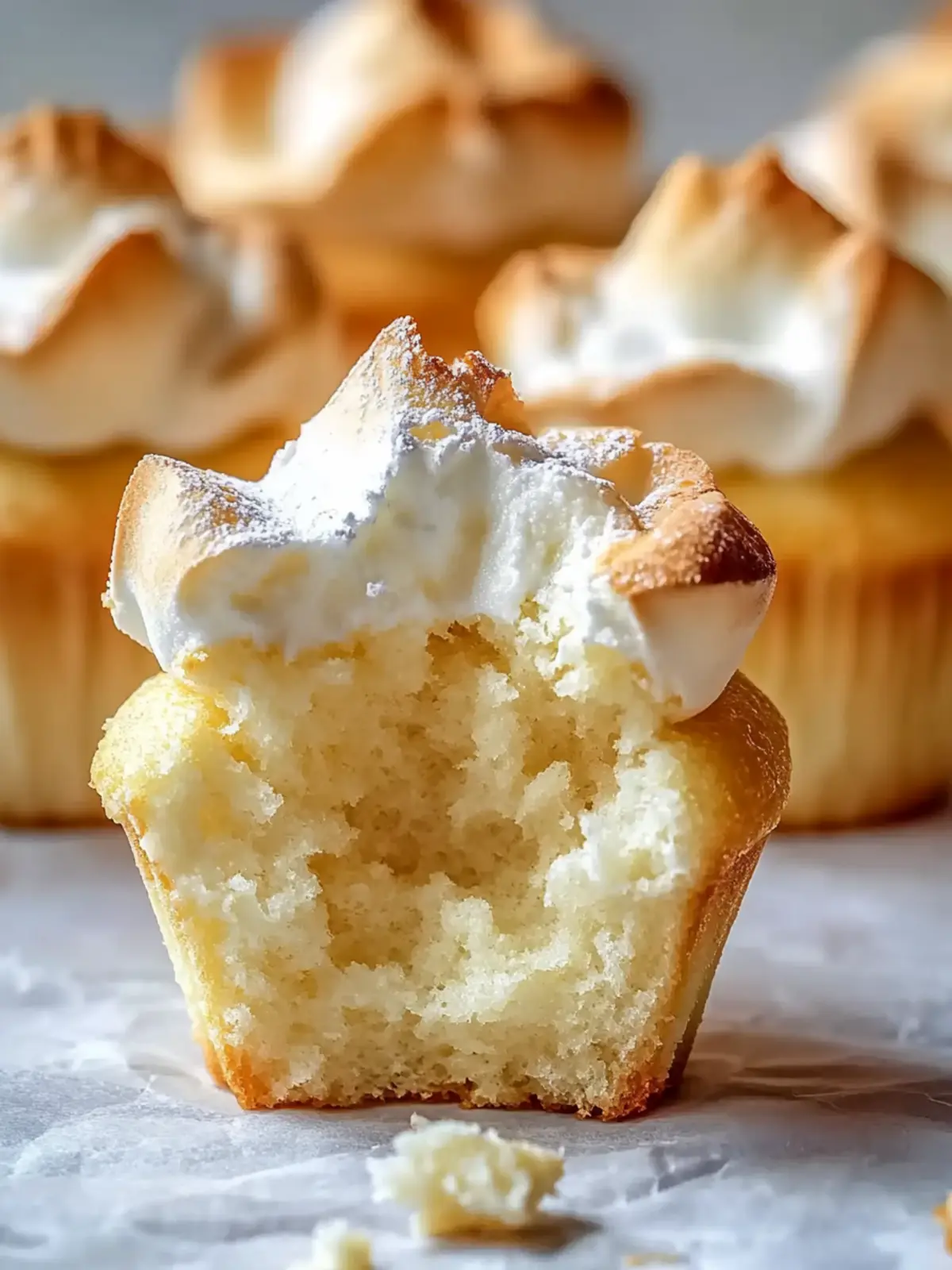 Golden Angel Food Cupcakes with Boozy Strawberry Sauce 4 Golden Angel Food Cupcakes