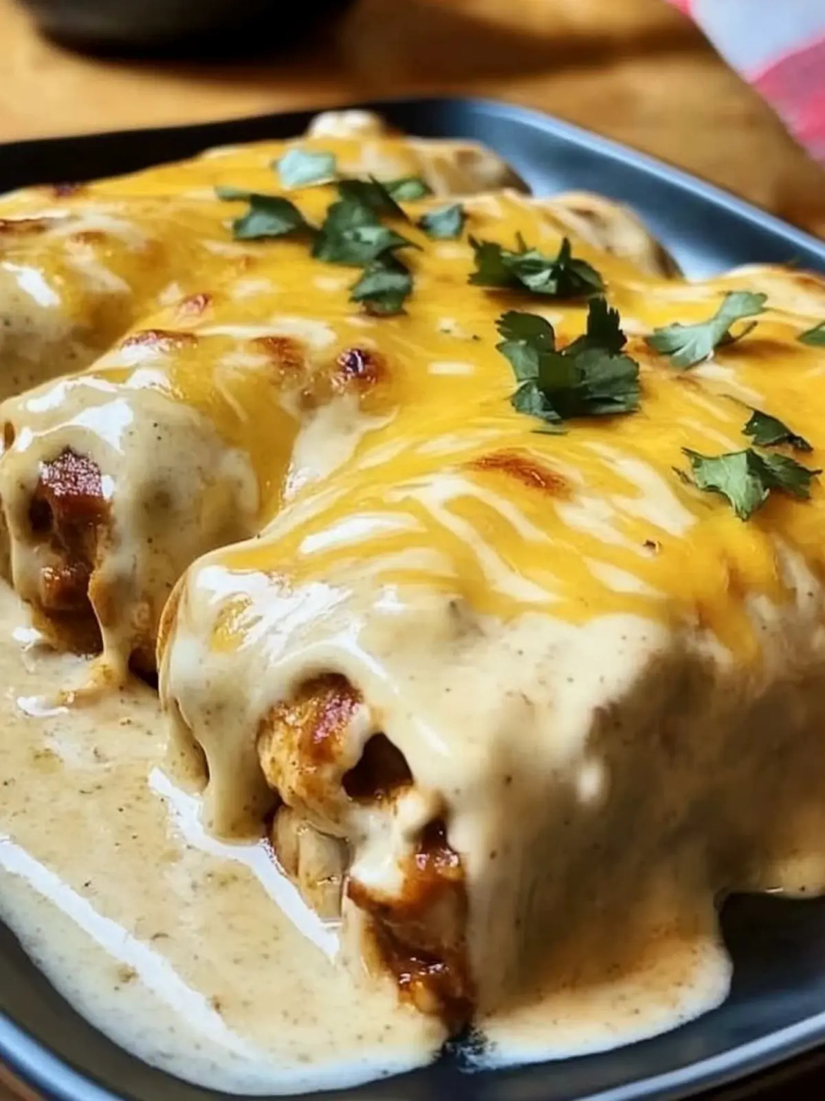 Cheesy Chicken Enchiladas with Creamy Sauce