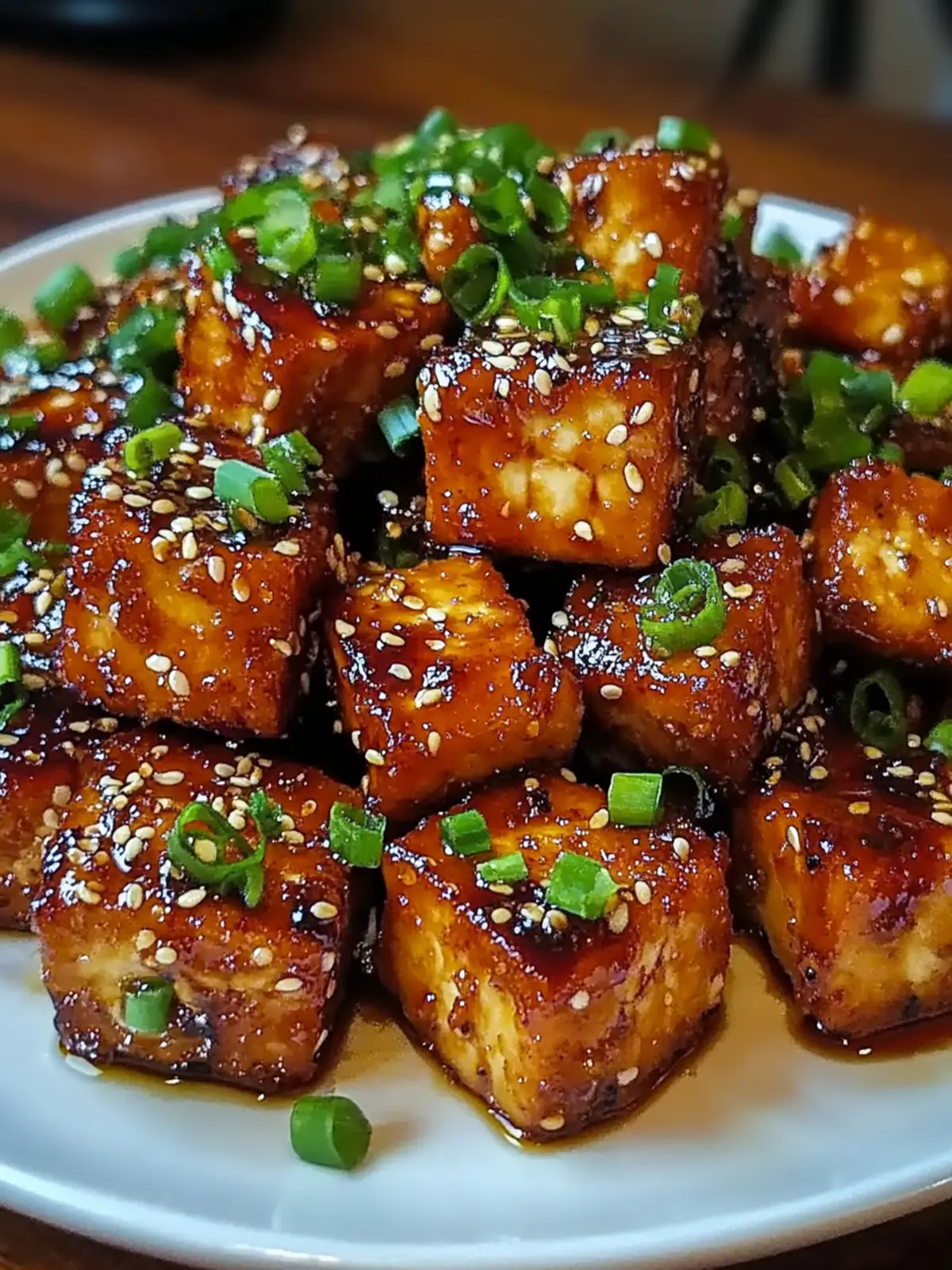 Crispy honey garlic tofu