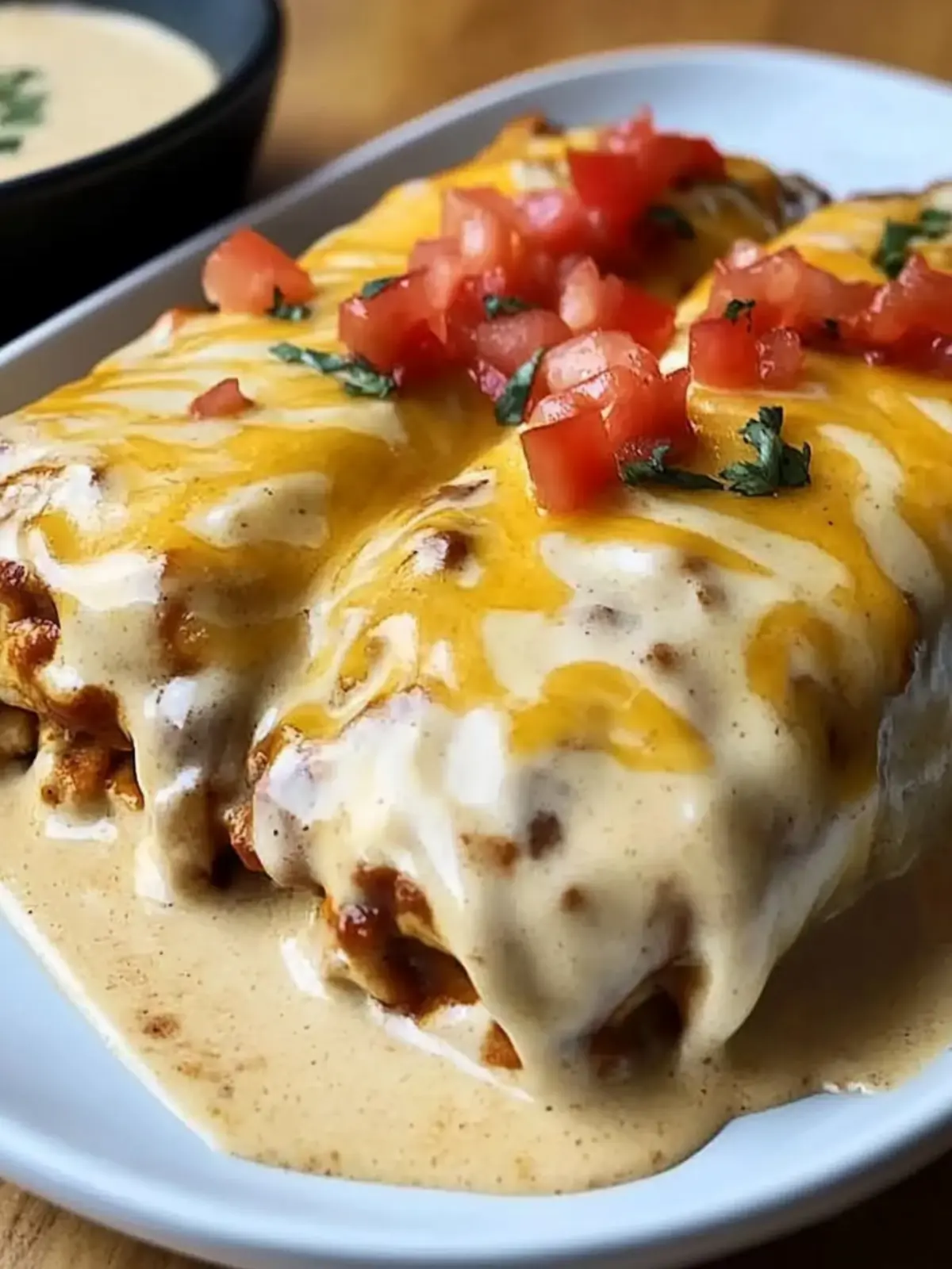 Cheesy Chicken Enchiladas with Creamy Sauce