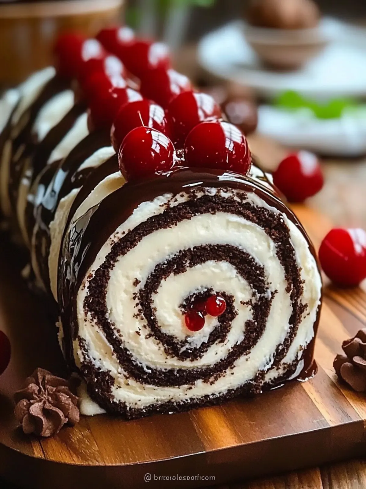 Elegant Black Forest Cake Roll