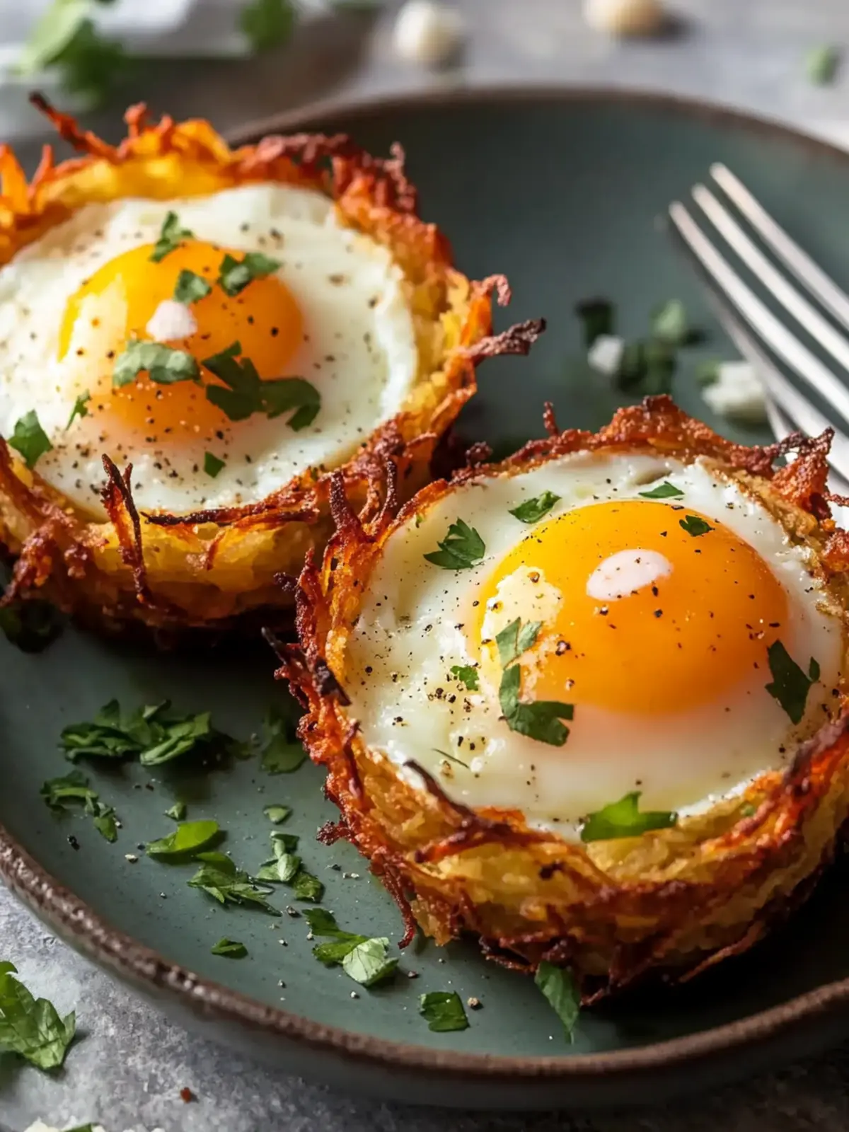 Eggs in Crispy Hash Brown Baskets