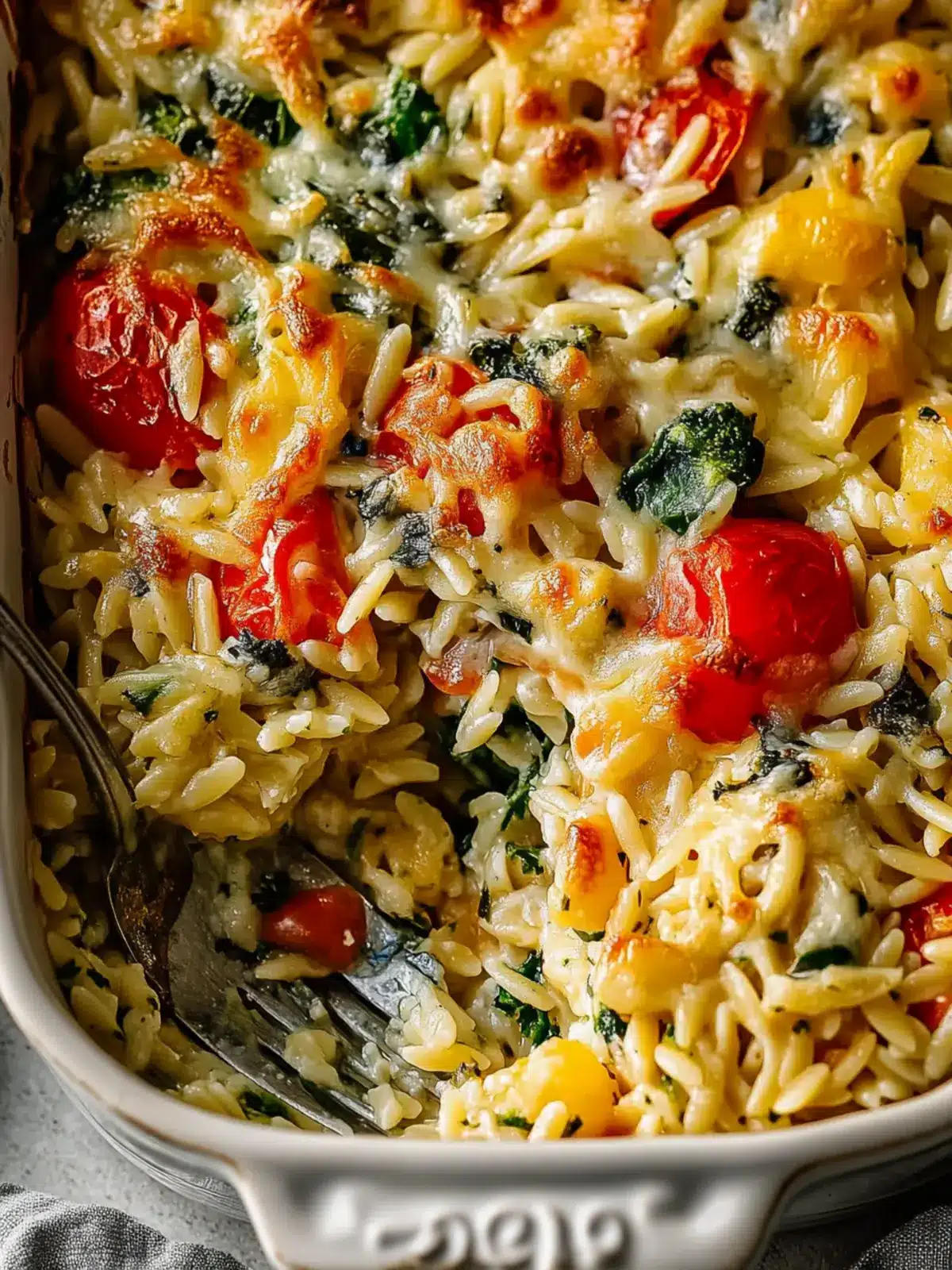 Cheesy Baked Orzo with Vegetables