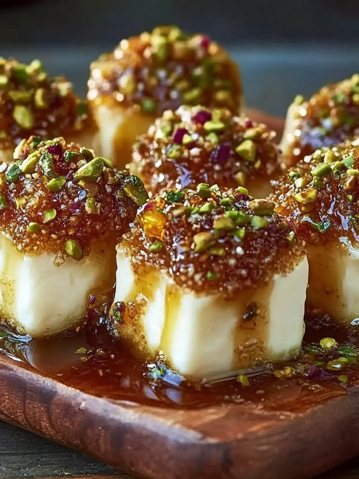 Pistachio-Crusted Brie Bites with Date Honey Glaze Delight 3 Pistachio-Crusted Brie Bites with Date Honey Glaze Recipe