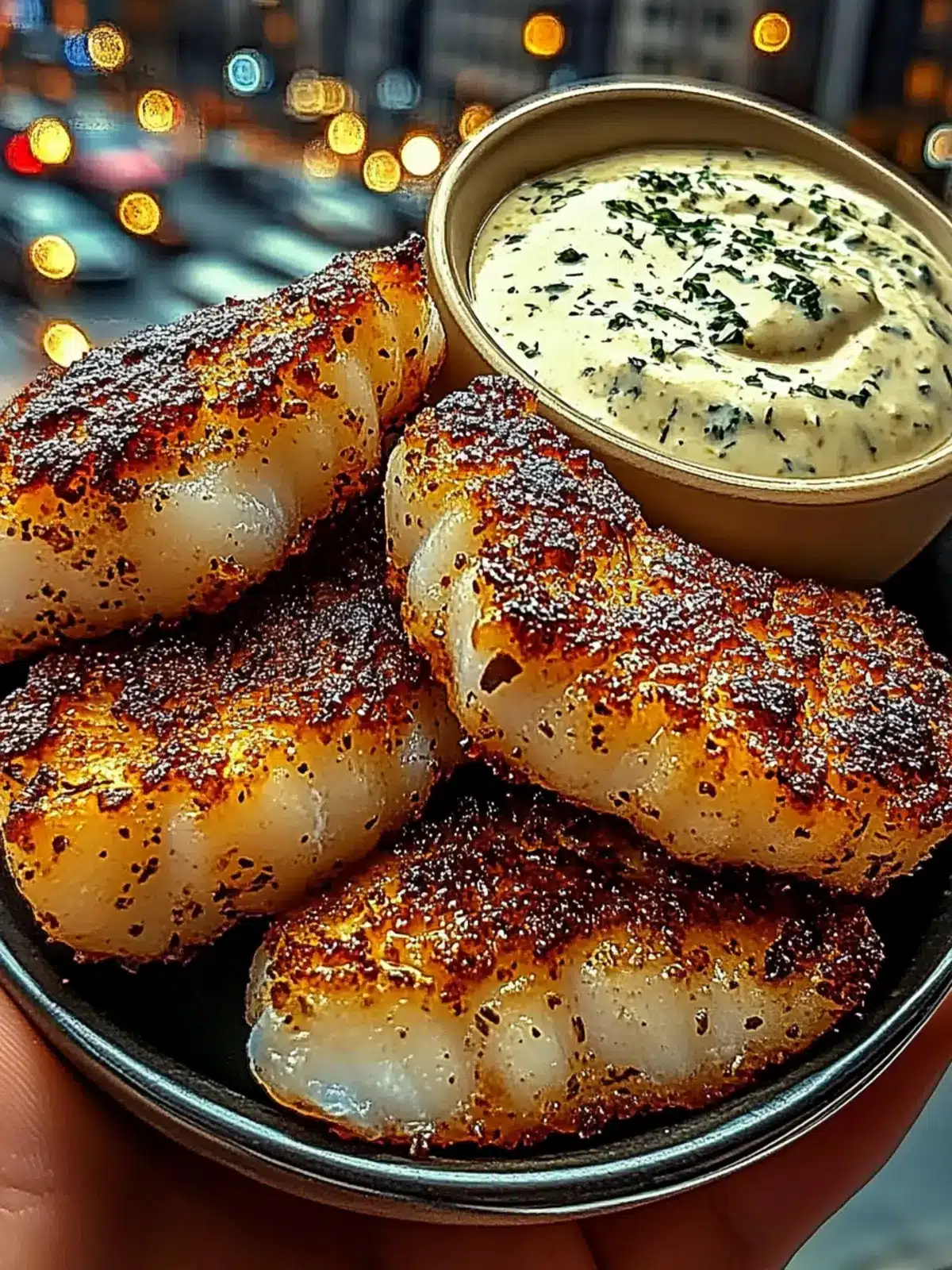 Garlic Butter Cod Bites with Creamy Lemon Herb Dip
