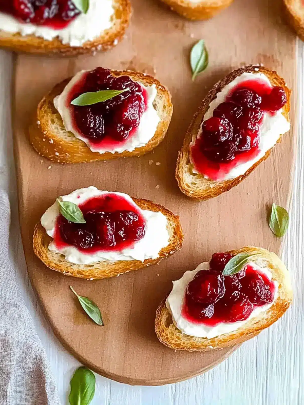 Christmas Cranberry Cream Cheese Crostini