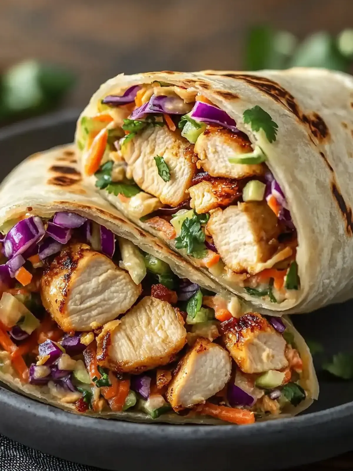 Thai Chicken Wrap with Crunchy Asian Slaw for Quick Lunch Bliss 3 Thai Chicken Wrap with Crunchy Asian Slaw