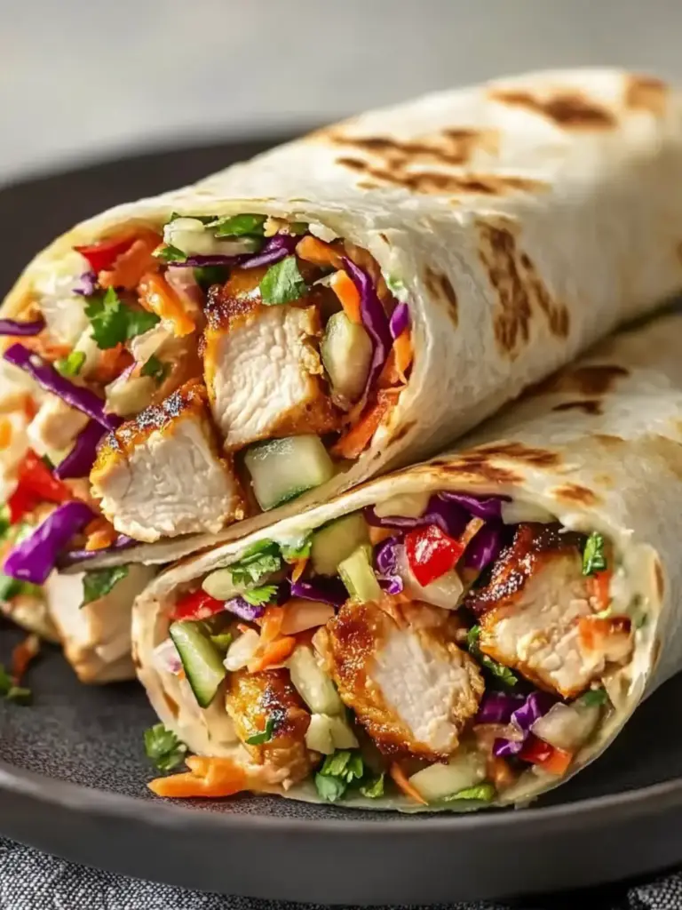 Thai Chicken Wrap with Crunchy Asian Slaw