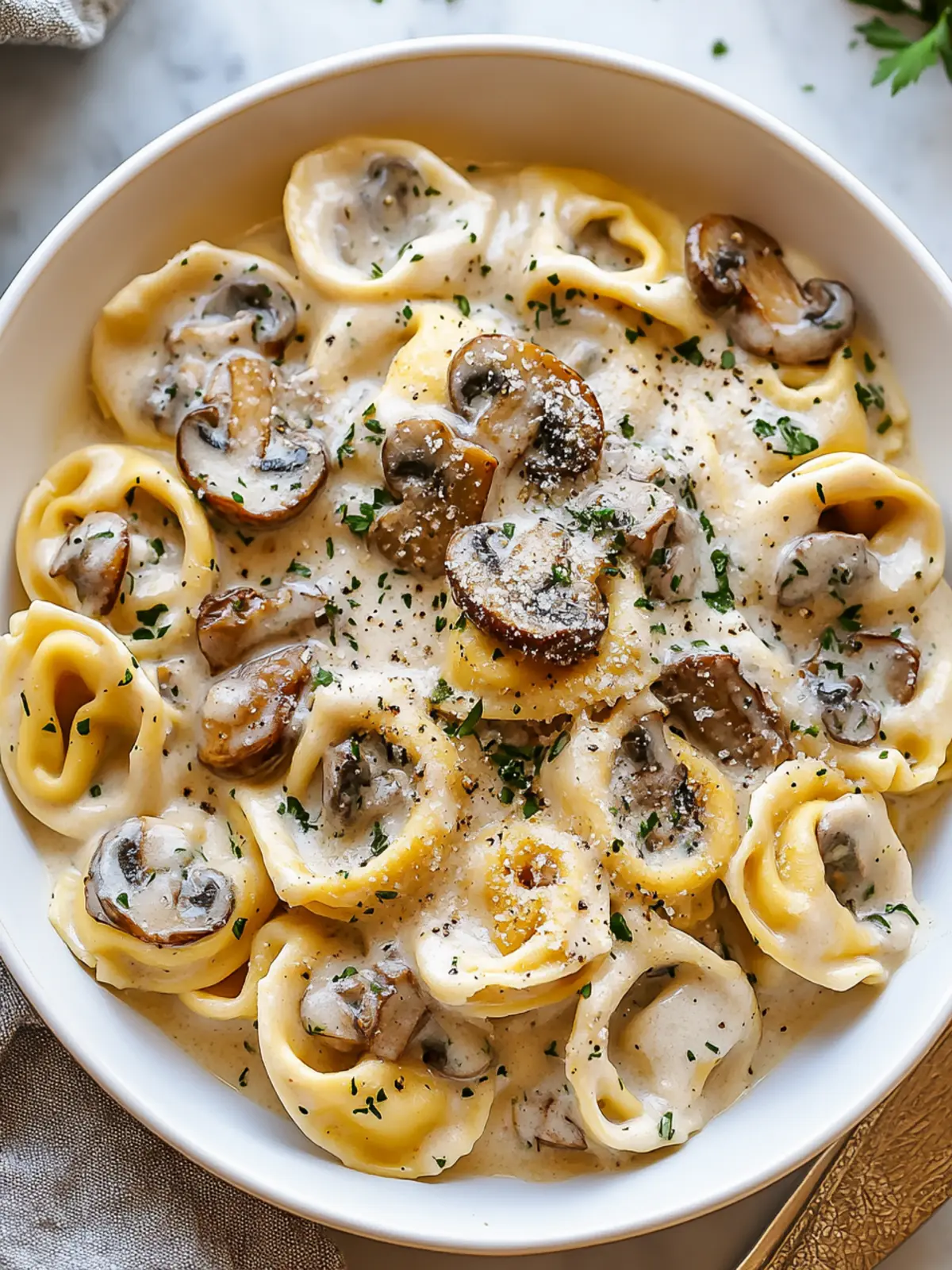 Creamy Mushroom Tortellini Alfredo Recipe in 25 Minutes 4 Creamy Mushroom Tortellini Alfredo Recipe