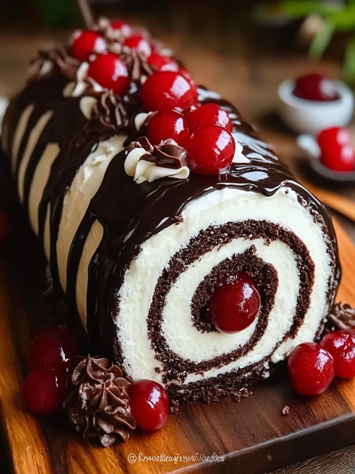 Elegant Black Forest Cake Roll