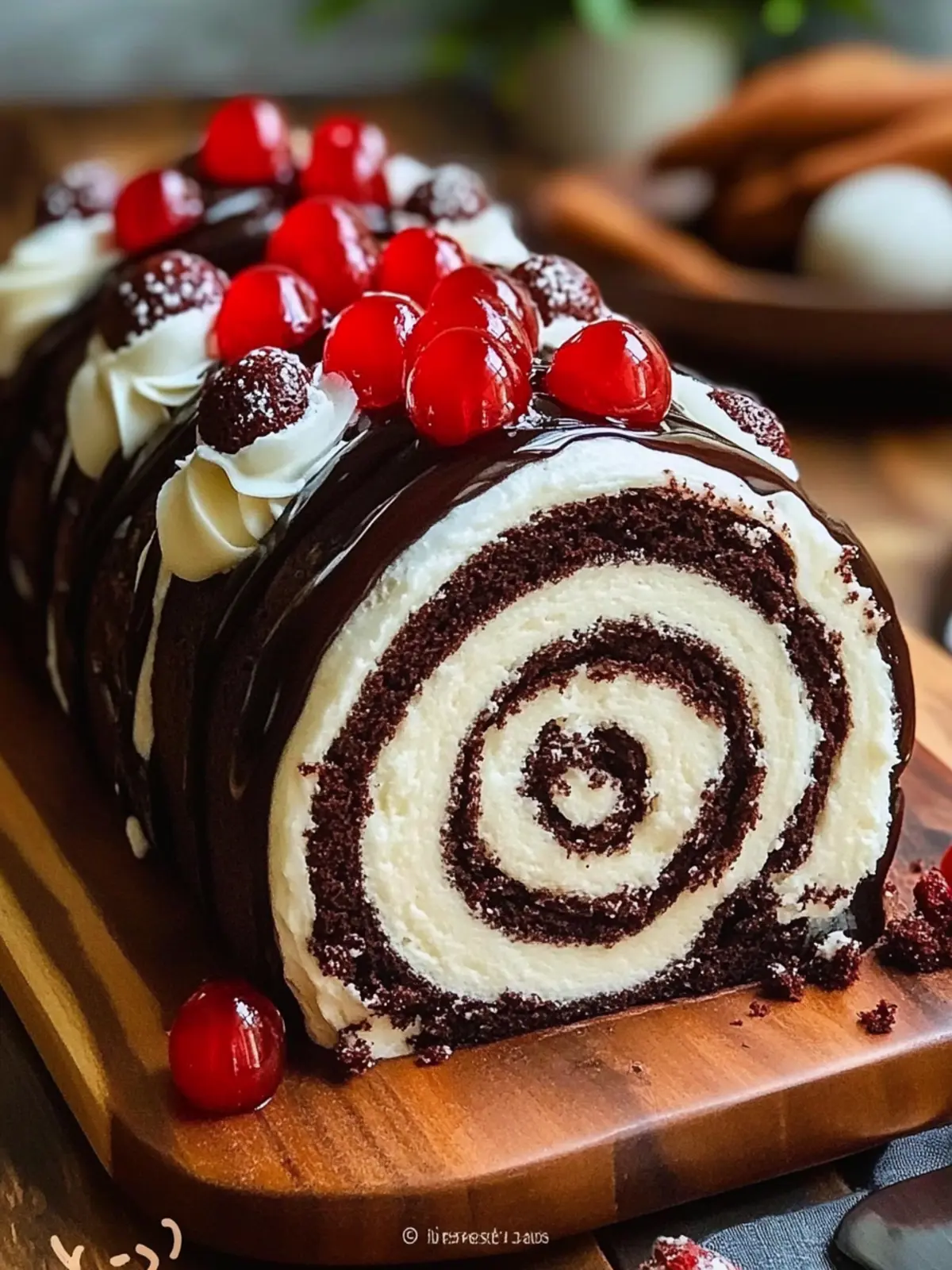 Elegant Black Forest Cake Roll
