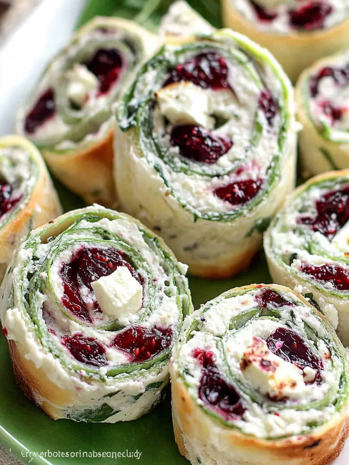 Cranberry Cream Cheese Pinwheels with Feta & Herbs