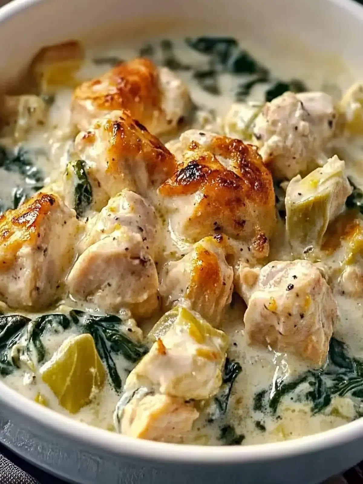 High-Protein Spinach and Artichoke Chicken Casserole