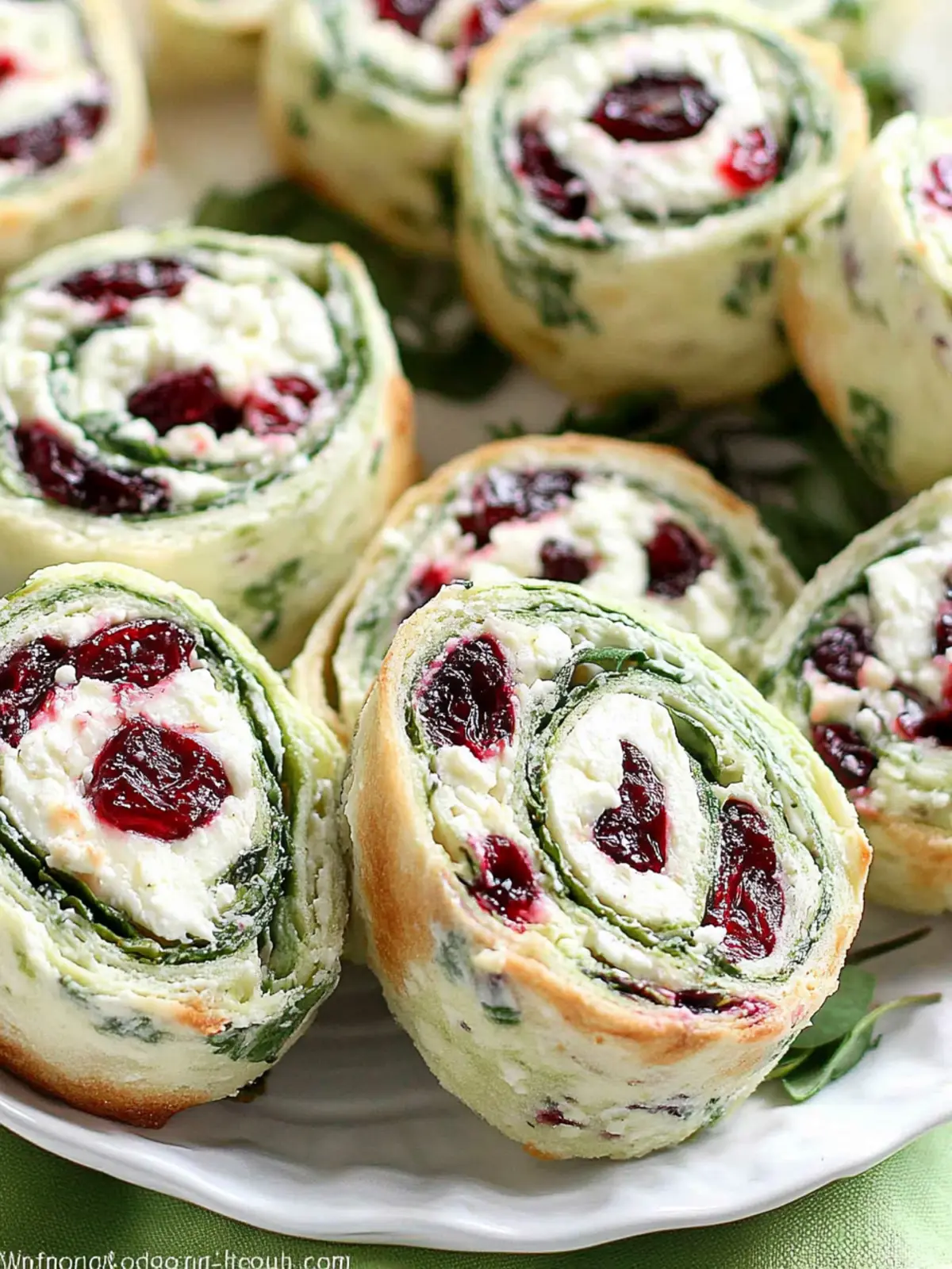 Cranberry Cream Cheese Pinwheels with Feta & Herbs