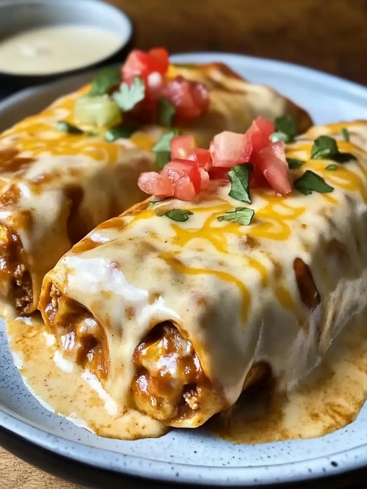 Cheesy Chicken Enchiladas with Creamy Sauce