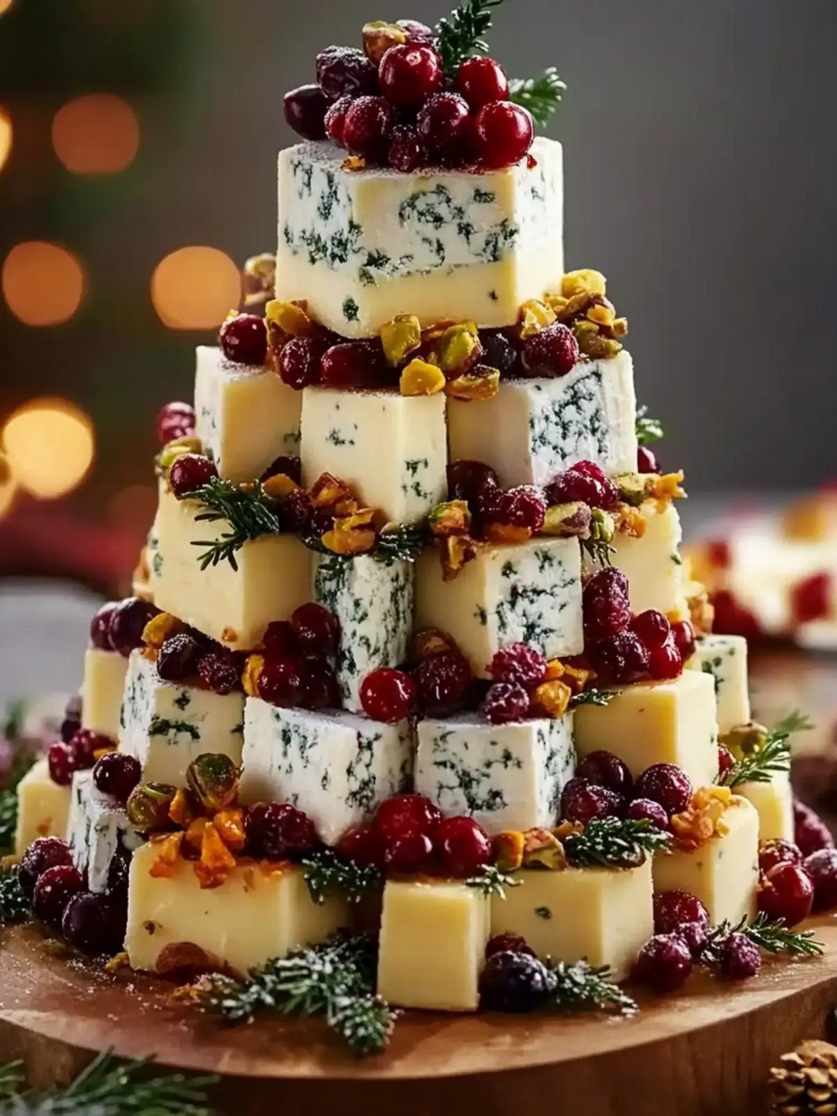 Create Stunning Holiday Cheese Tree with Cranberry & Pistachio Garland Recipe 3 Holiday Cheese Tree with Cranberry & Pistachio Garland Recipe