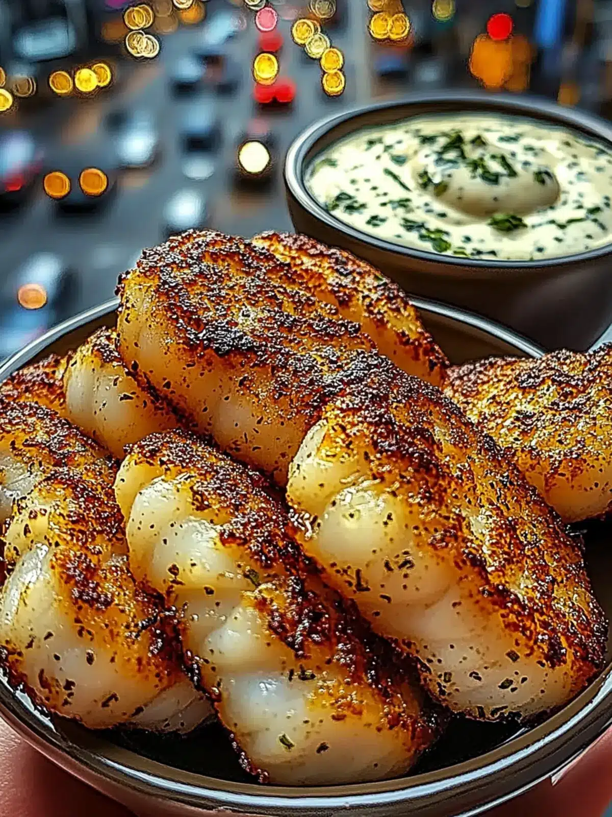 Garlic Butter Cod Bites with Creamy Lemon Herb Dip