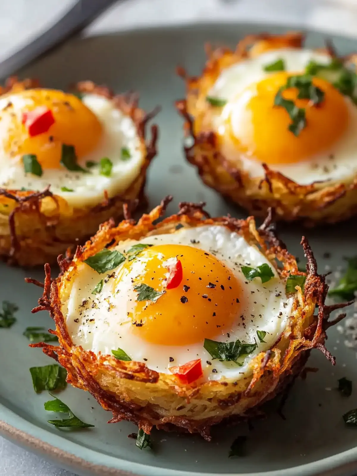 Eggs in Crispy Hash Brown Baskets