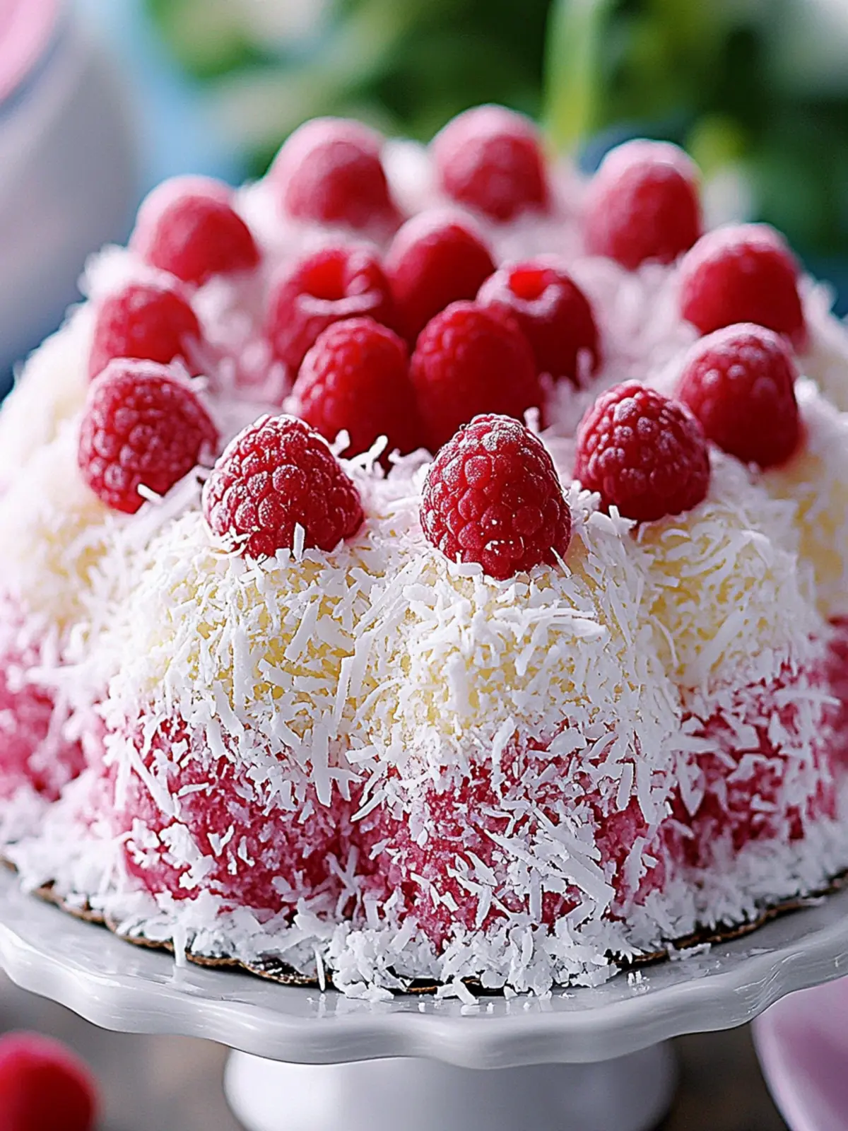 Delightful Raspberry Coconut Snowball Cake for Spring Celebrations 4 Raspberry Coconut Snowball Cake