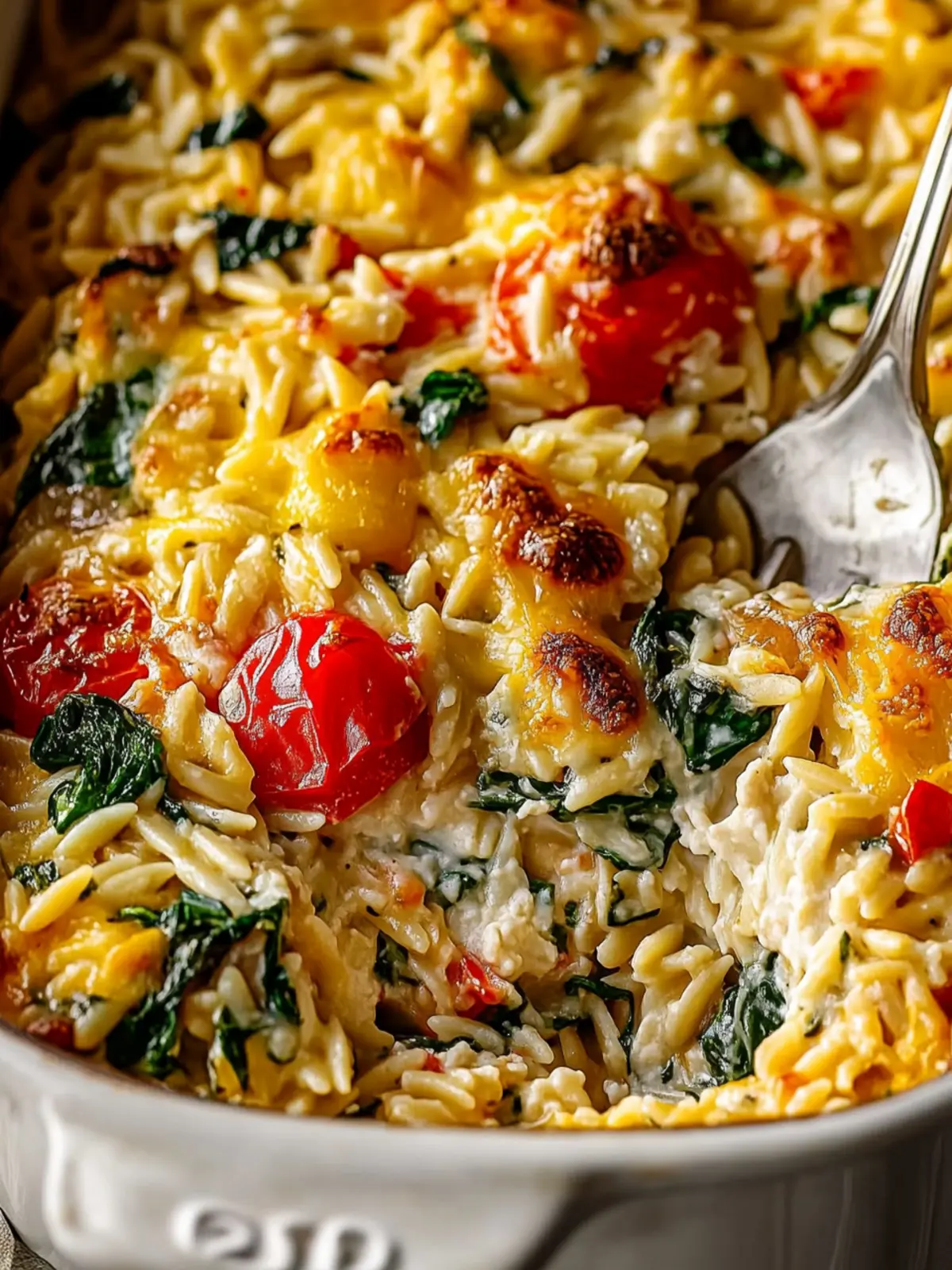 Cheesy Baked Orzo with Vegetables
