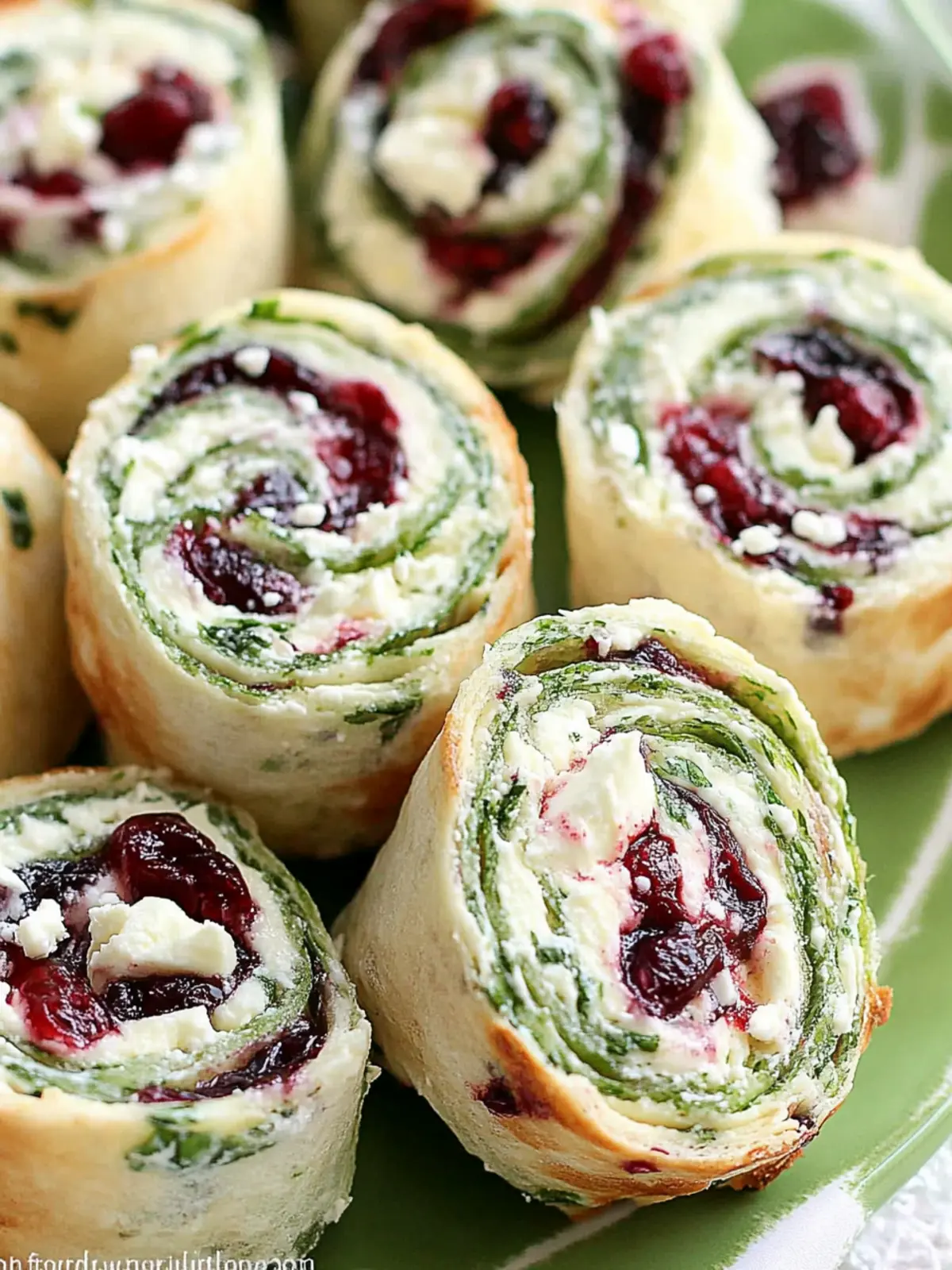 Cranberry Cream Cheese Pinwheels with Feta & Herbs