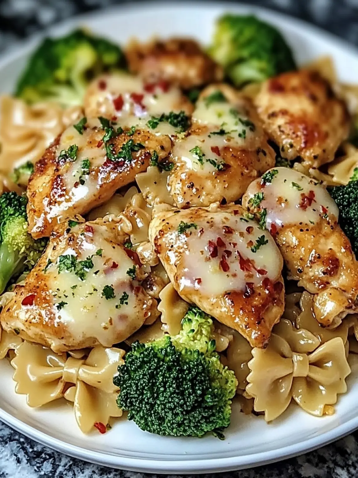 Cowboy Butter Lemon Bowtie Chicken with Broccoli
