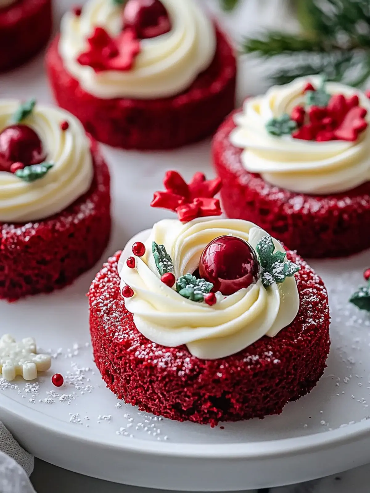 Mini Red Velvet Wreath Cakes for Festive Flavor Bliss 5 Mini Red Velvet Wreath Cakes
