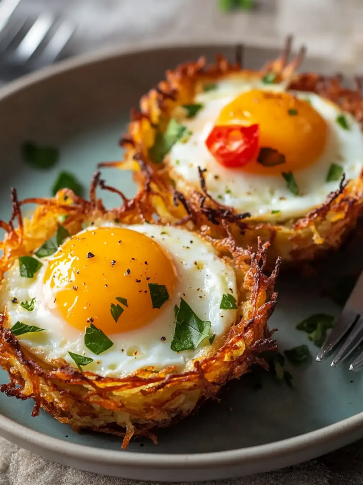 Eggs in Crispy Hash Brown Baskets