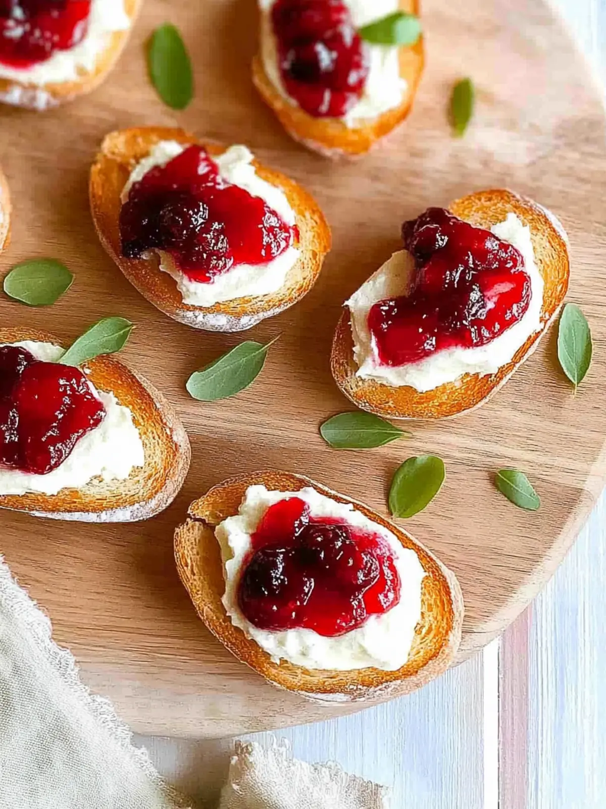 Christmas Cranberry Cream Cheese Crostini