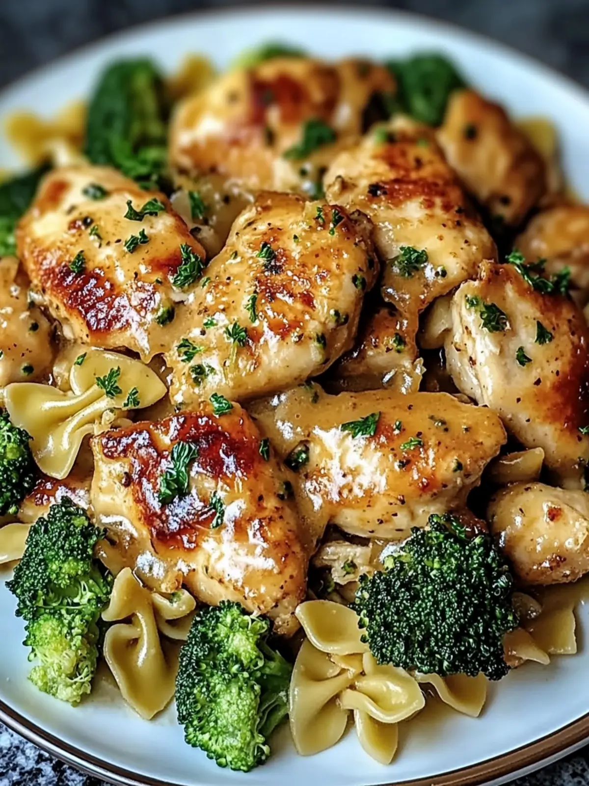 Cowboy Butter Lemon Bowtie Chicken with Broccoli