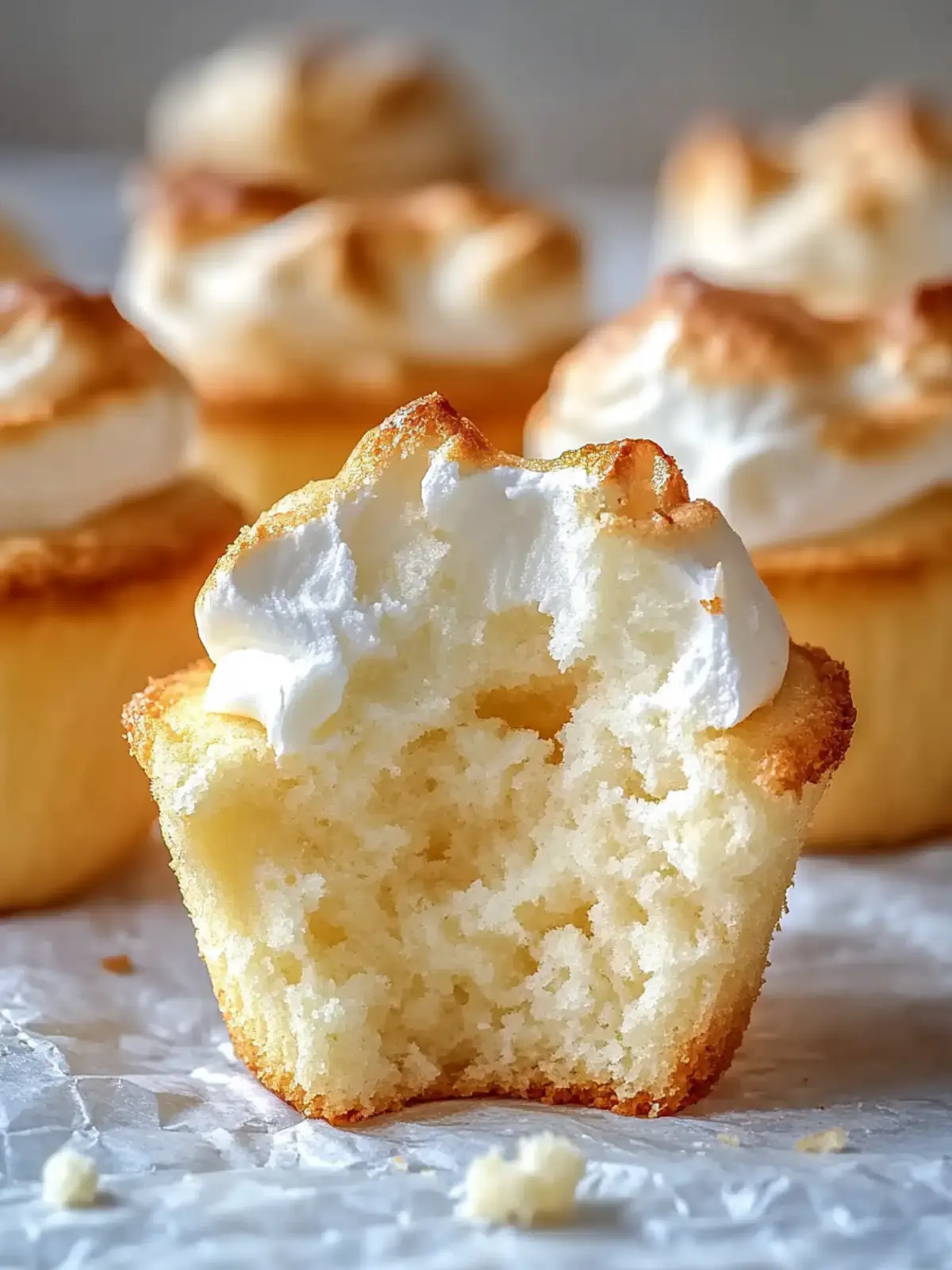 Golden Angel Food Cupcakes with Boozy Strawberry Sauce 3 Golden Angel Food Cupcakes