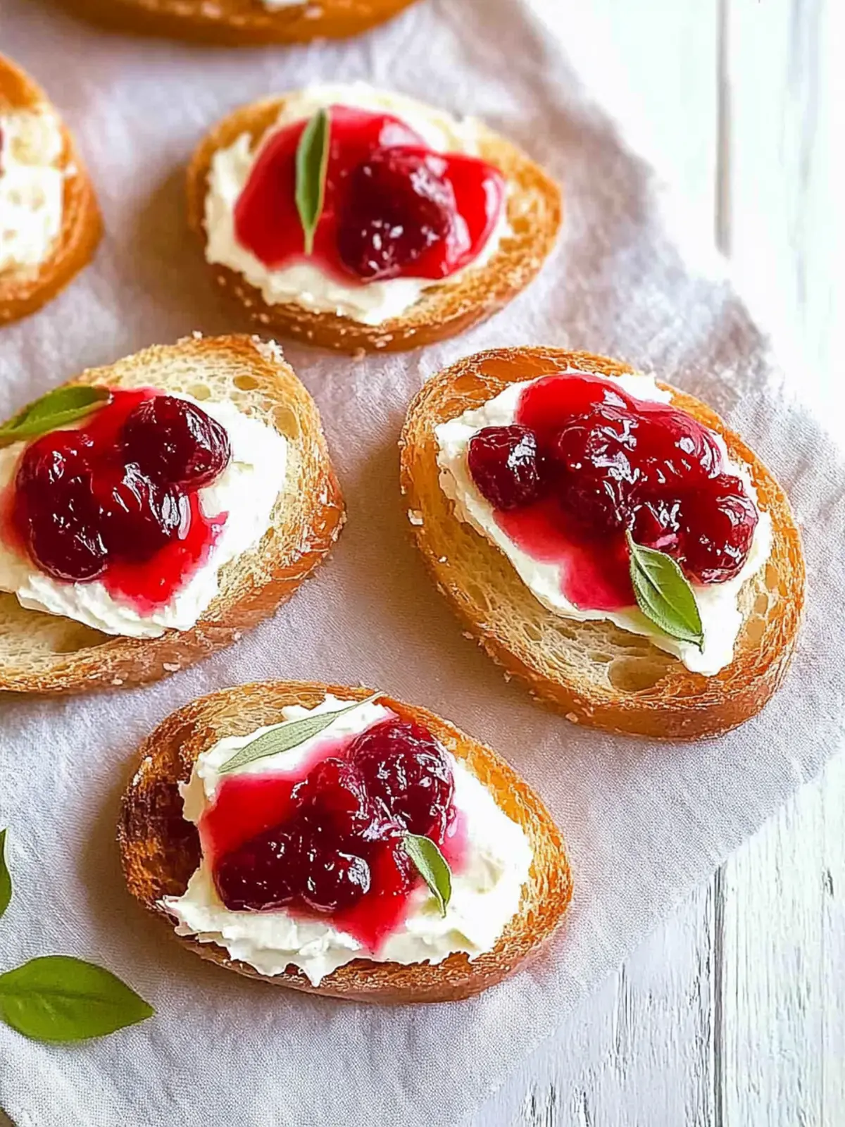 Christmas Cranberry Cream Cheese Crostini