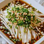 Enoki Mushrooms with Garlic & Scallion Sauce
