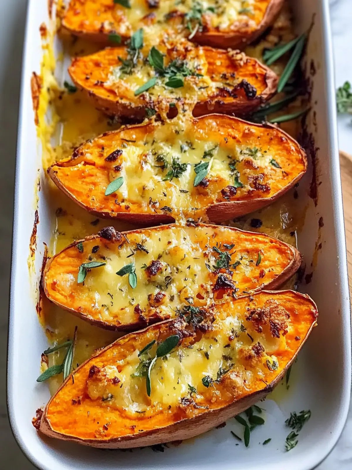 Homemade Garlic Butter Sweet Potato Bake