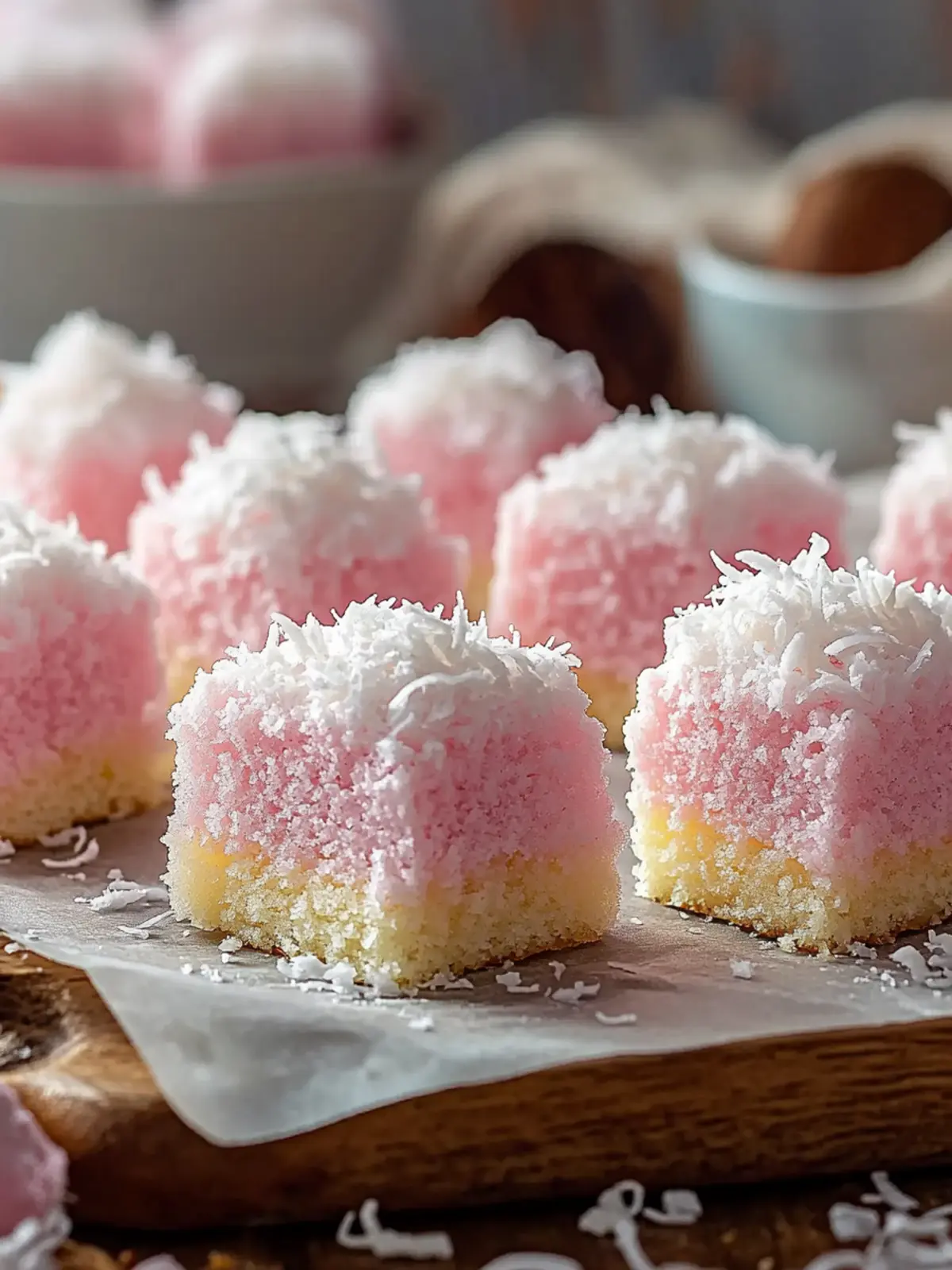 Pink Coconut Snowball Cake Bars