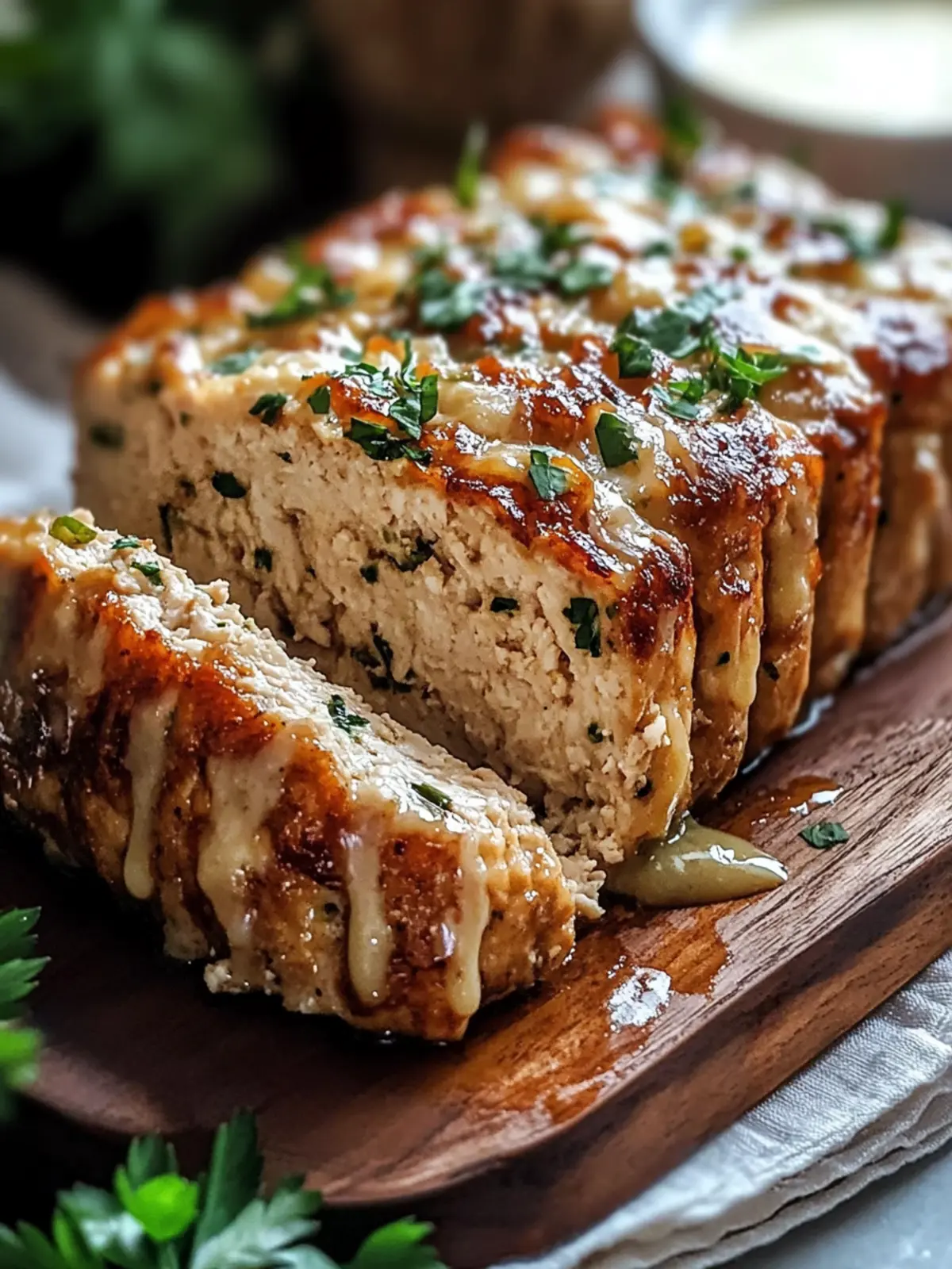 Juicy Garlic Parmesan Chicken Meatloaf