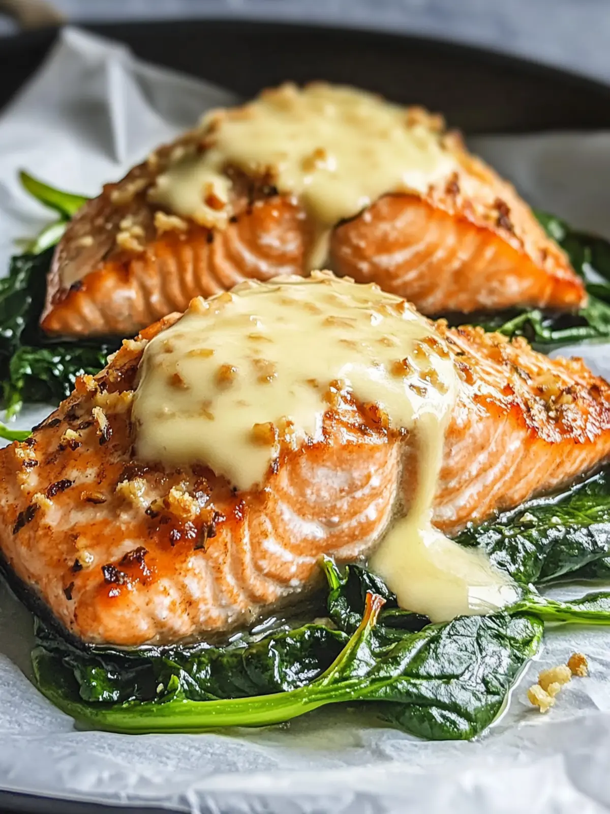 Baked Salmon with Spinach