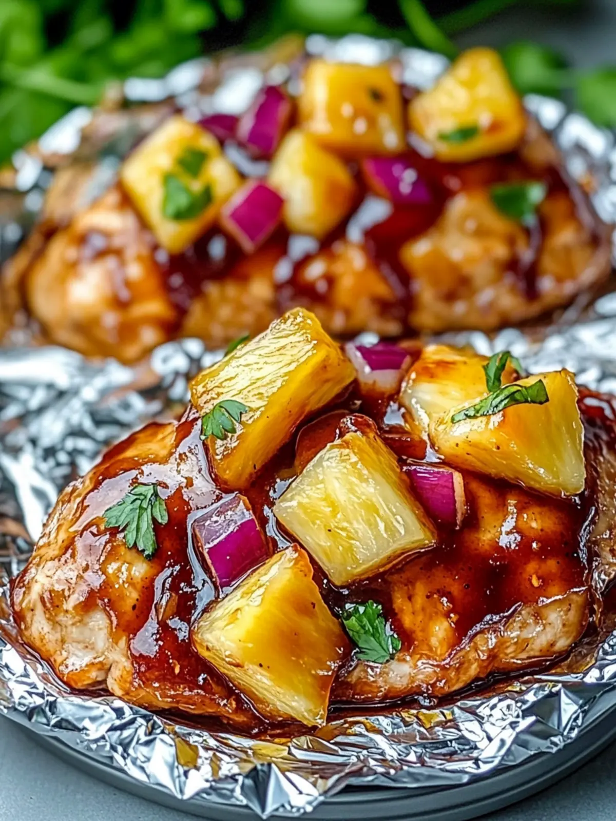 Savory Hawaiian BBQ Chicken Pineapple Foil Packets Made Easy 3 Hawaiian BBQ Chicken Pineapple Foil Packets