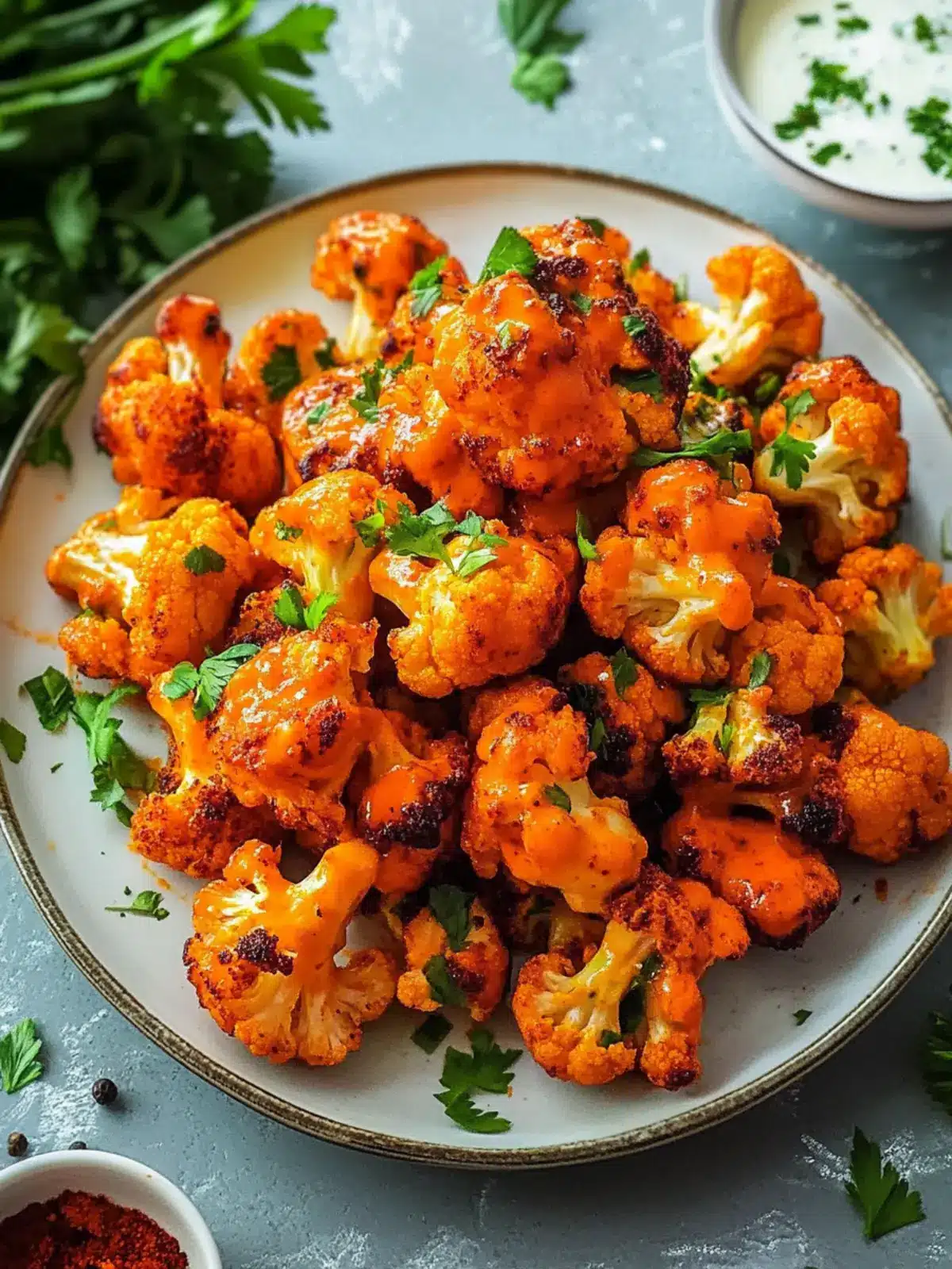 Crispy Vegan Buffalo Cauliflower Bites for Guilt-Free Snacking 4 Crispy Vegan Buffalo Cauliflower
