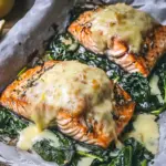 Baked Salmon with Spinach