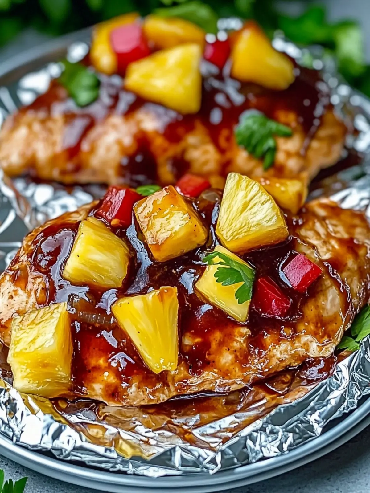 Savory Hawaiian BBQ Chicken Pineapple Foil Packets Made Easy 2 Hawaiian BBQ Chicken Pineapple Foil Packets
