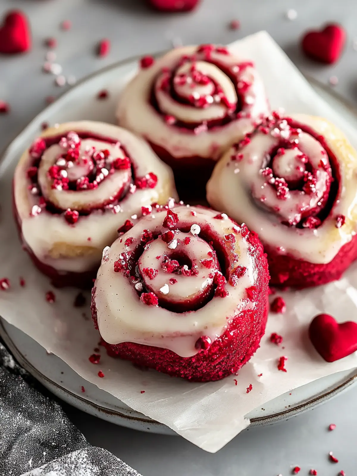 Red Velvet Valentine’s Day Cinnamon Rolls