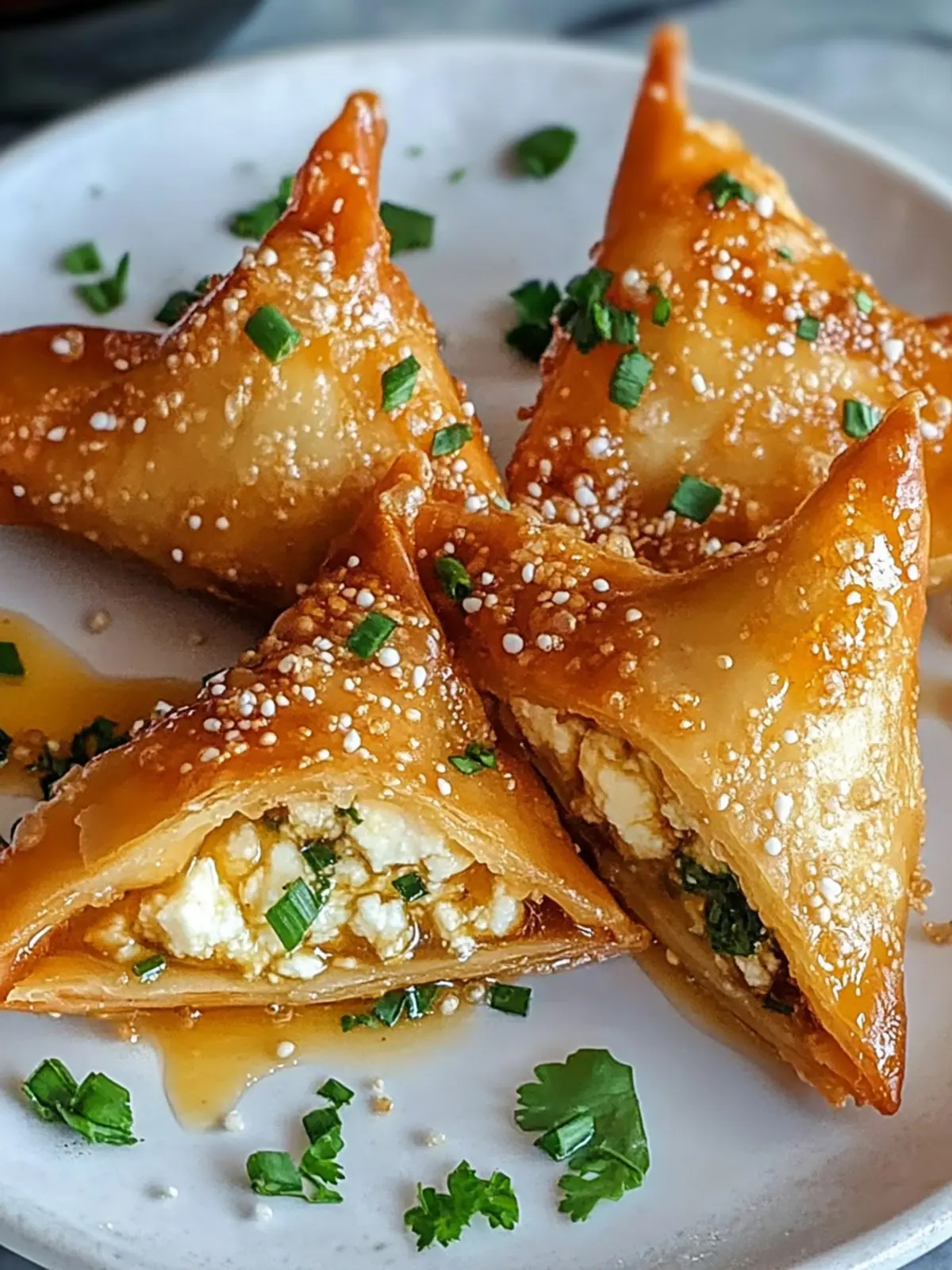 Hot Honey Feta Wonton Rolls