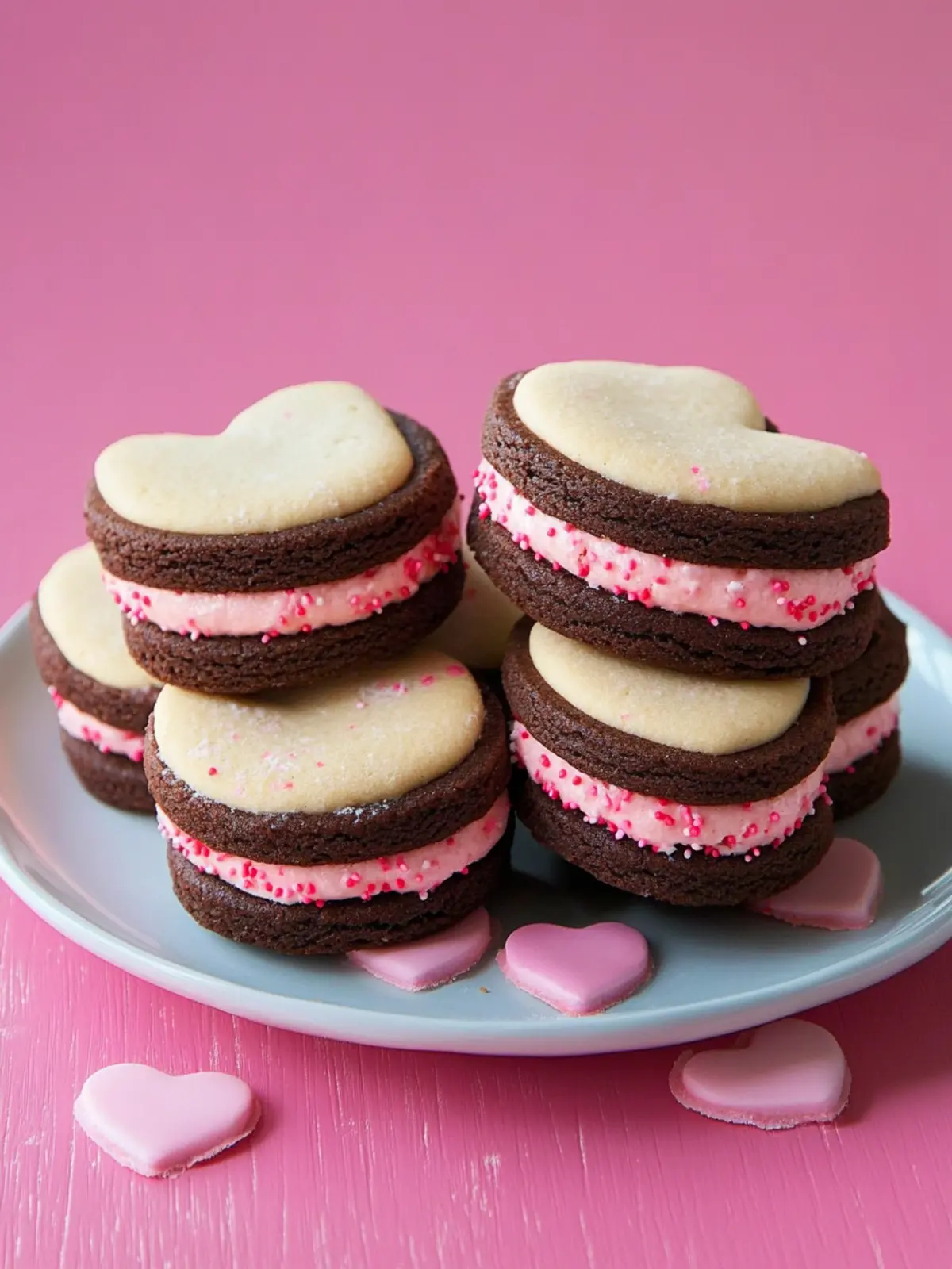 Delicious Valentine Sandwich Cookies with Creamy Pink Frosting 4 Valentine Sandwich Cookies
